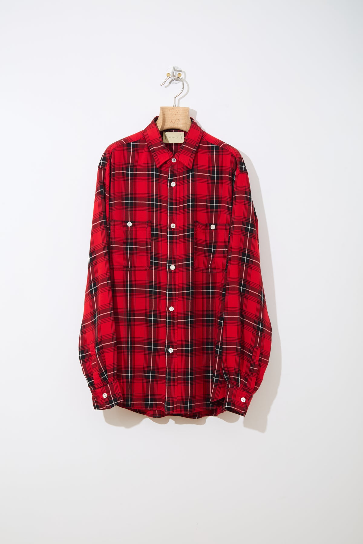 Lazy Luxe Rayon Shirt – Rayon Plaid 〈RED × BLACK〉