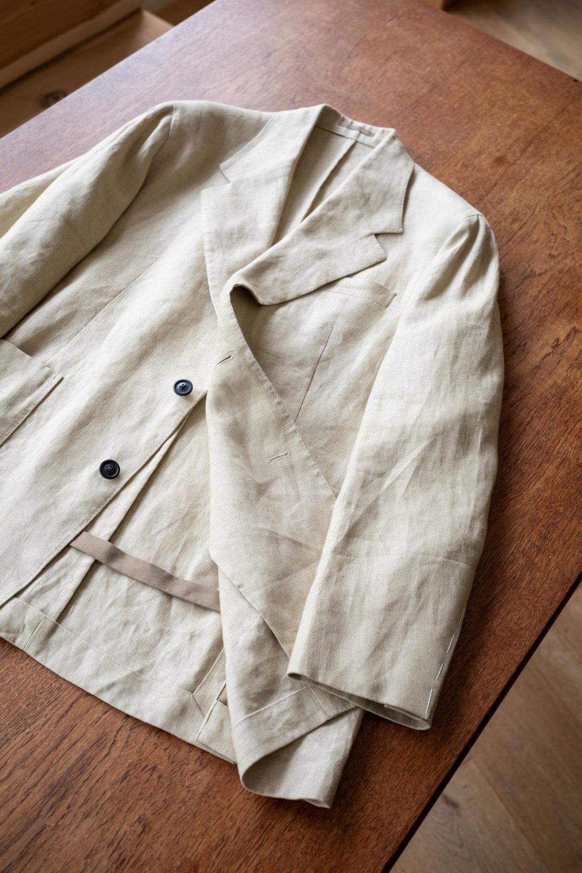 Linen Unstructured Tailored Jacket 〈BEIGE〉