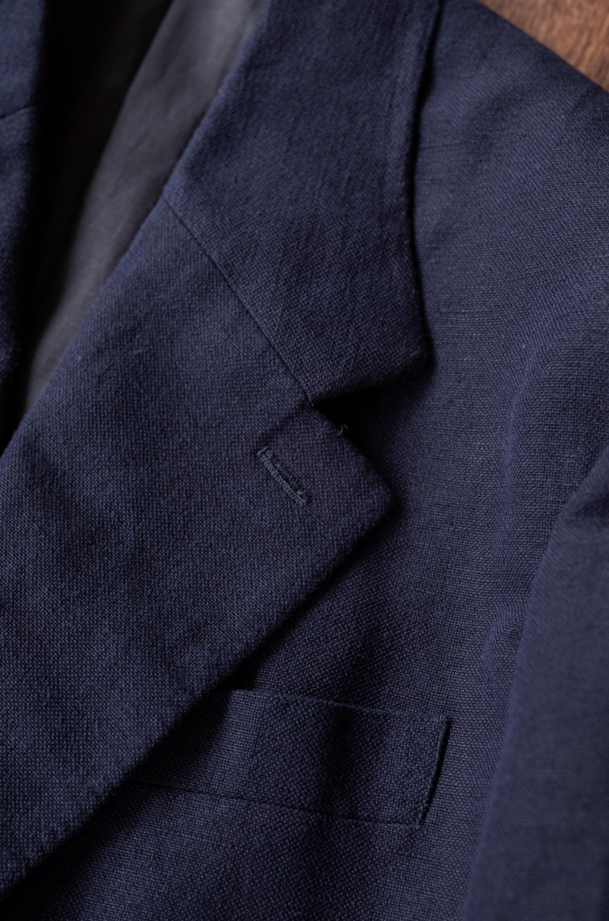 Soft Linen Unstructured Tailored Jacket  〈NAVY〉