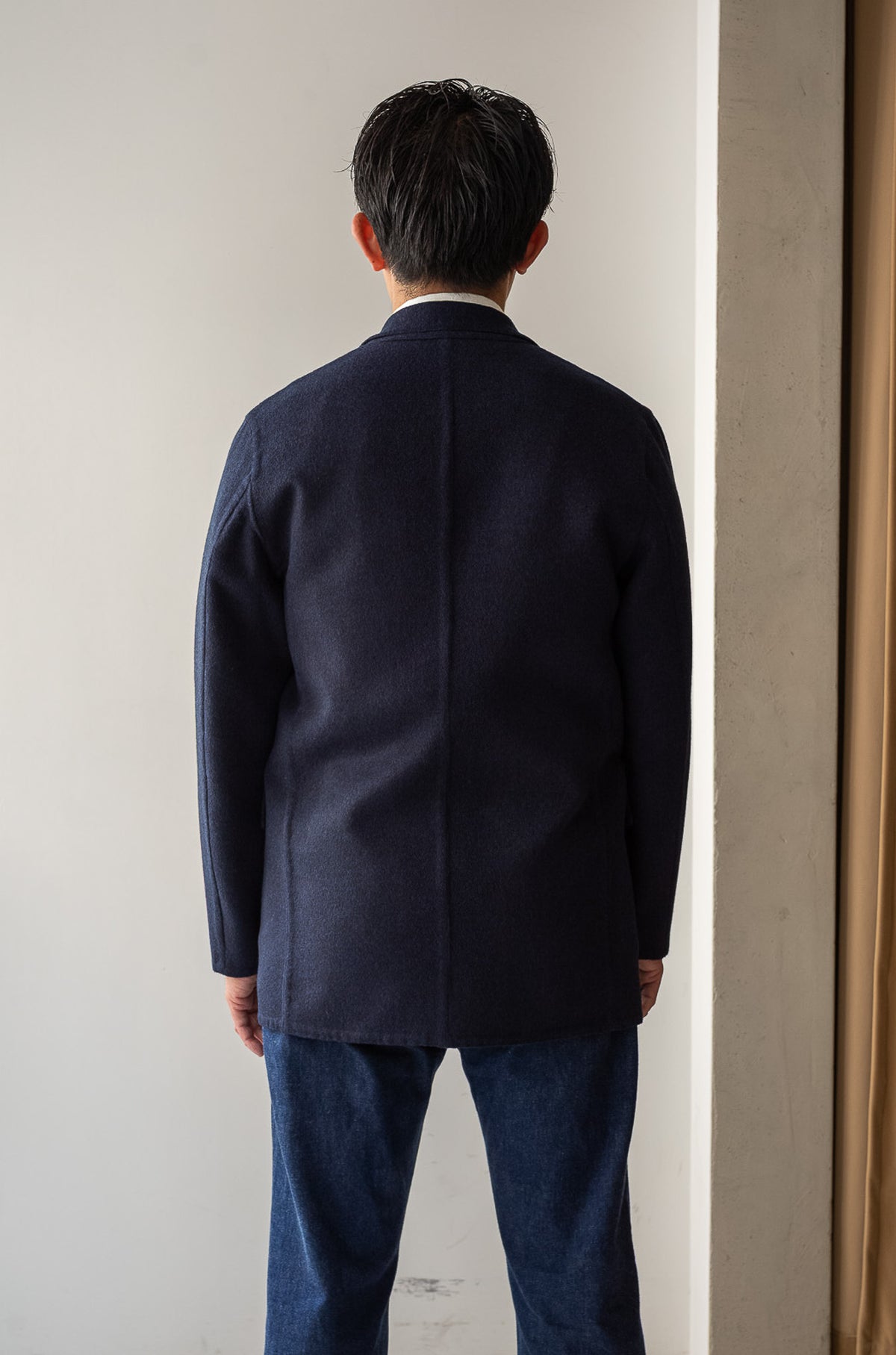 Hand Rever Wool Flannel Jacket 〈NAVY〉