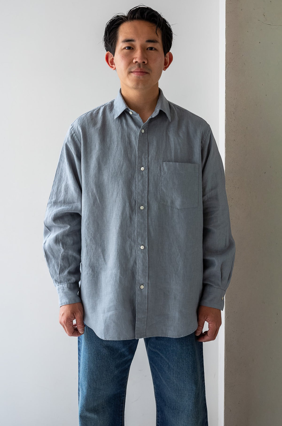 Essential Linen Shirt 〈BLEU GRIS〉
