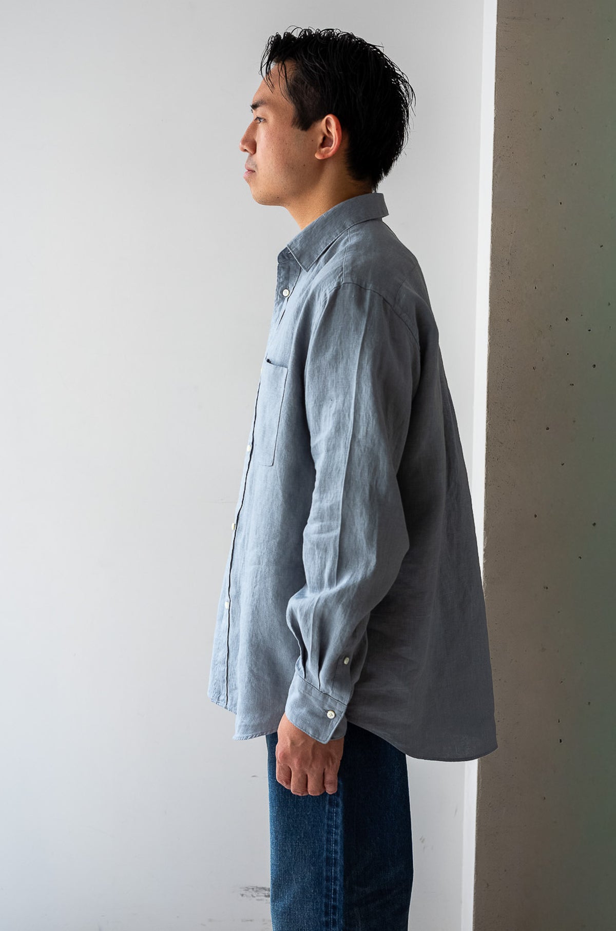 Essential Linen Shirt 〈BLEU GRIS〉