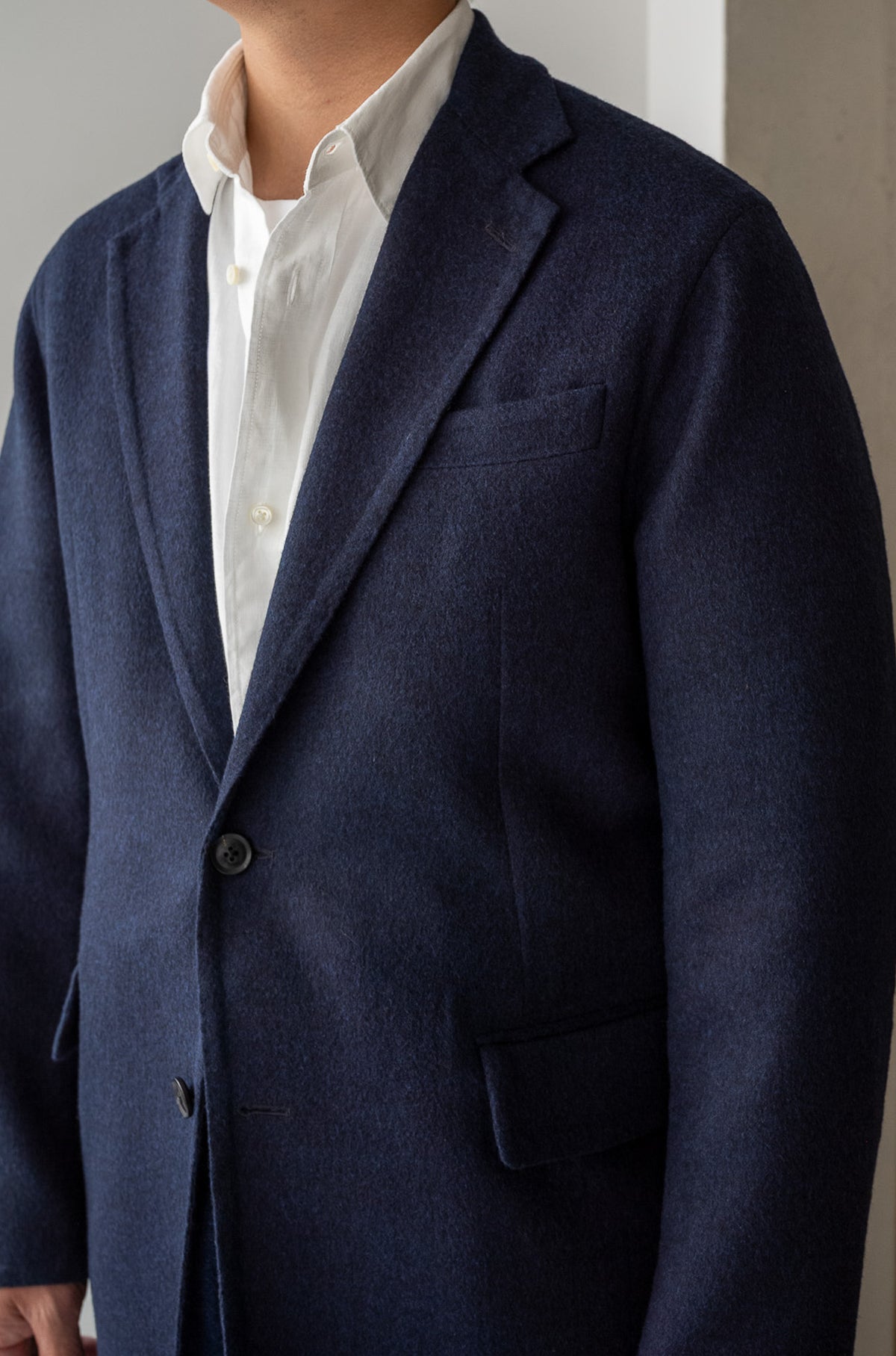 Hand Rever Wool Flannel Jacket 〈NAVY〉