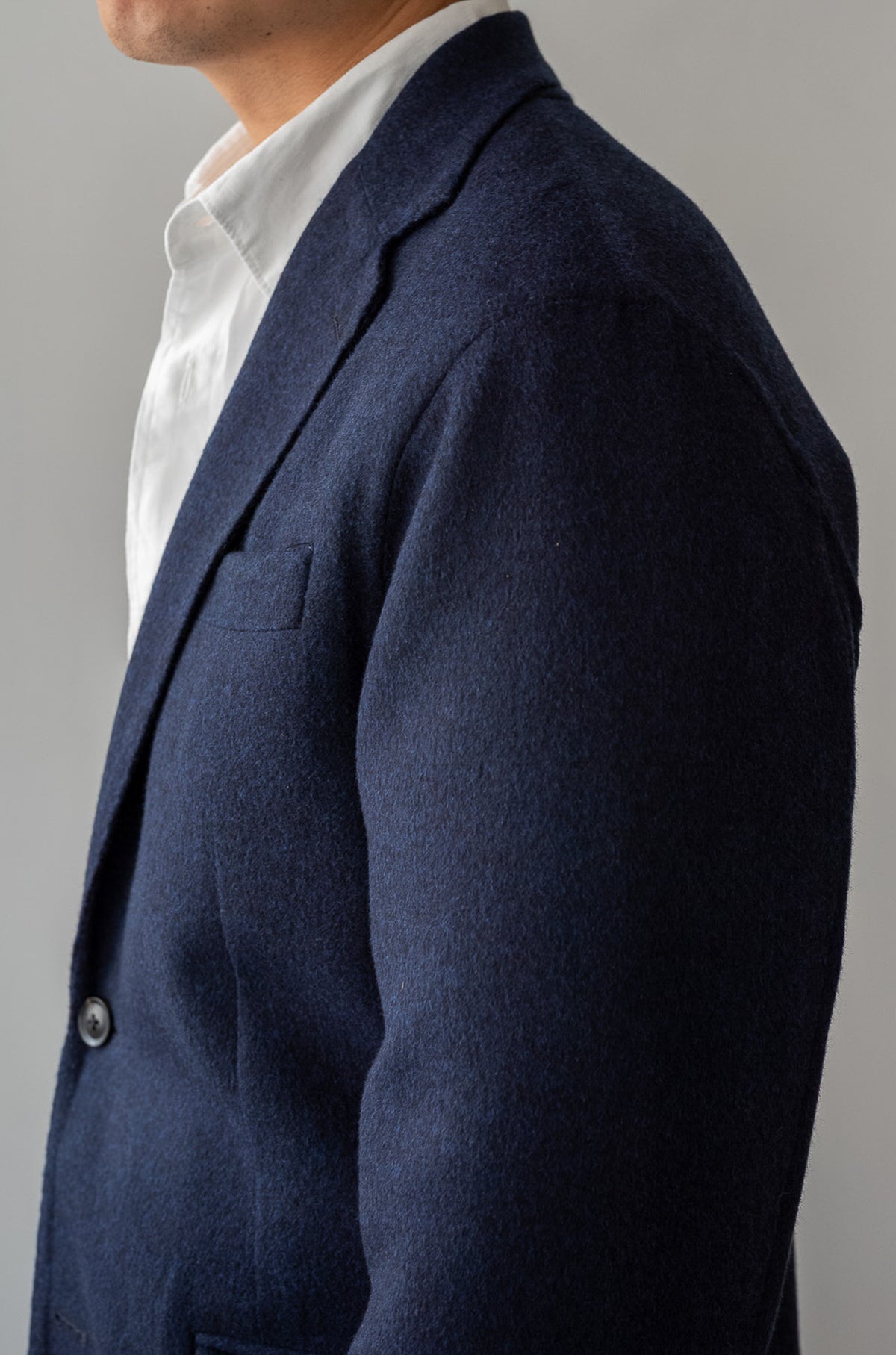 Hand Rever Wool Flannel Jacket 〈NAVY〉