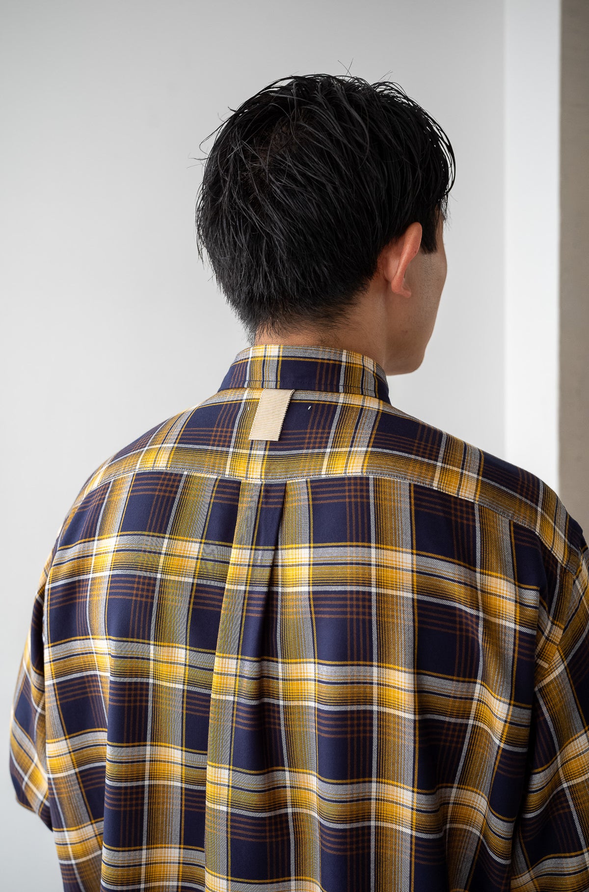 Lazy Luxe Rayon Shirt – Rayon Plaid 〈NAVY × YELLOW〉
