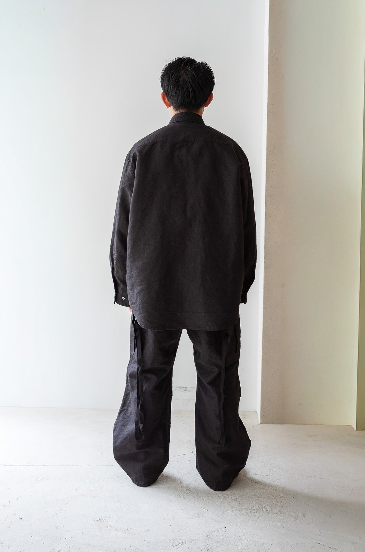 Linen Washi Shirt Blouson 〈BLACK〉