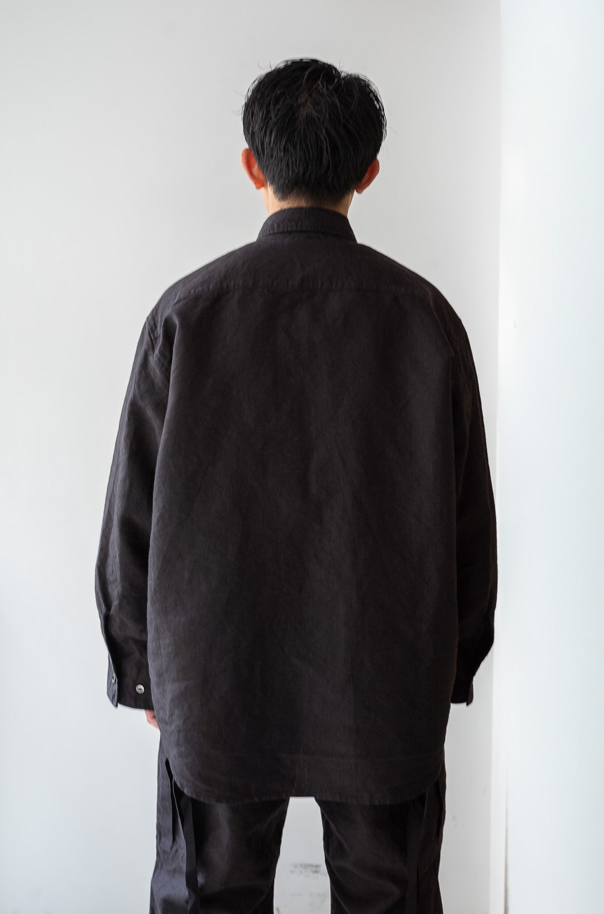Linen Washi Shirt Blouson 〈BLACK〉