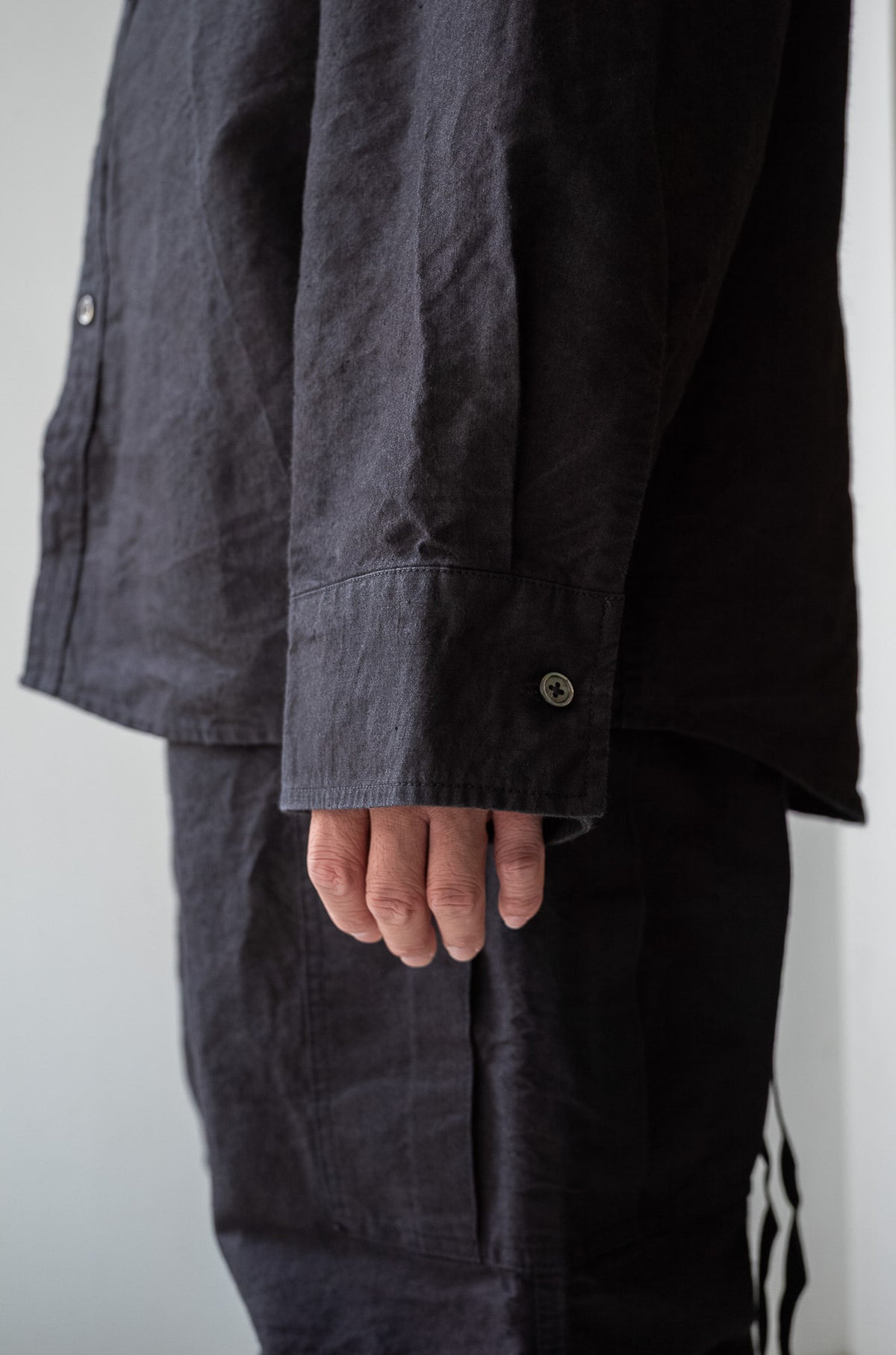 Linen Washi Shirt Blouson 〈BLACK〉