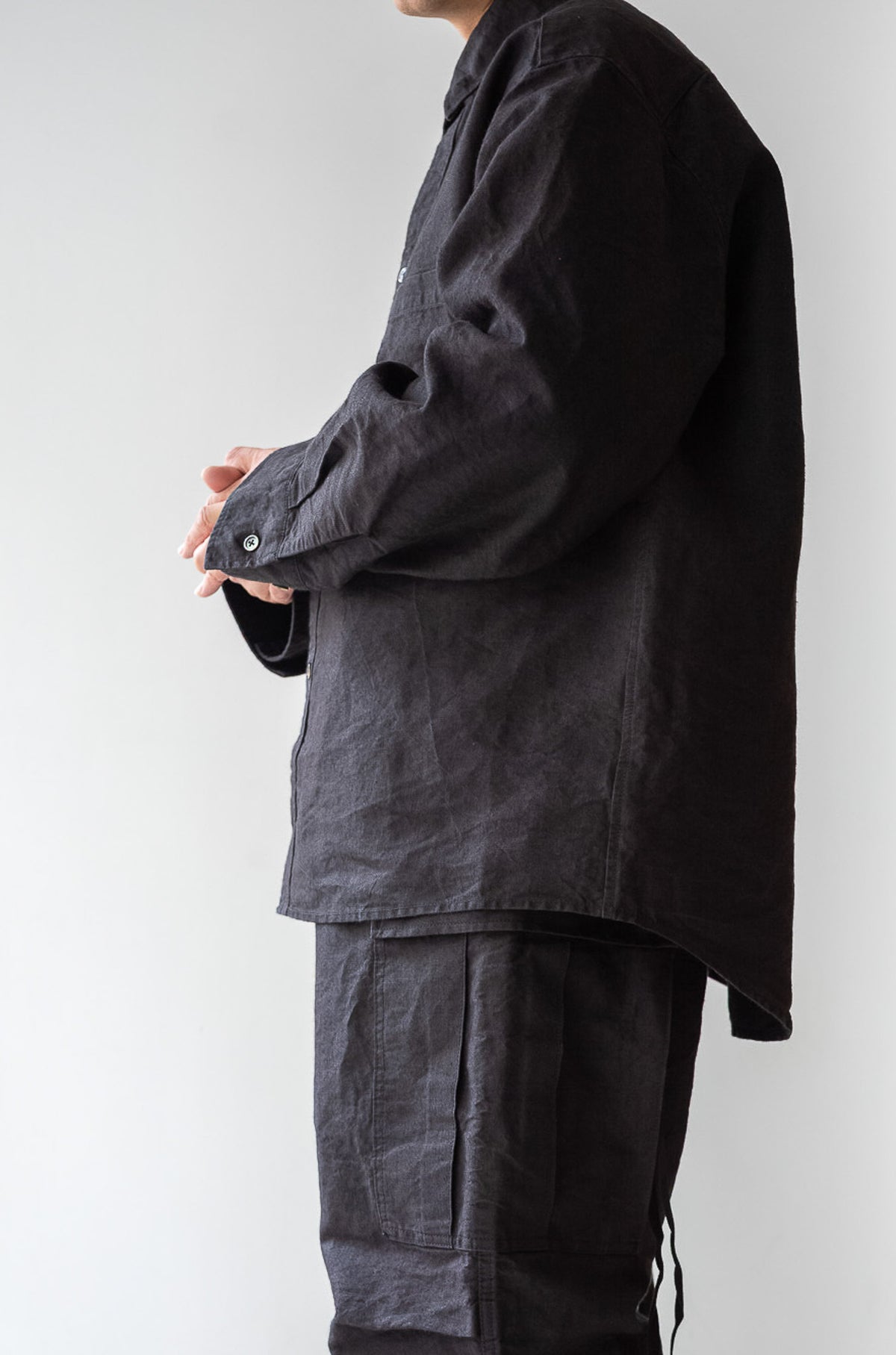 Linen Washi Shirt Blouson 〈BLACK〉