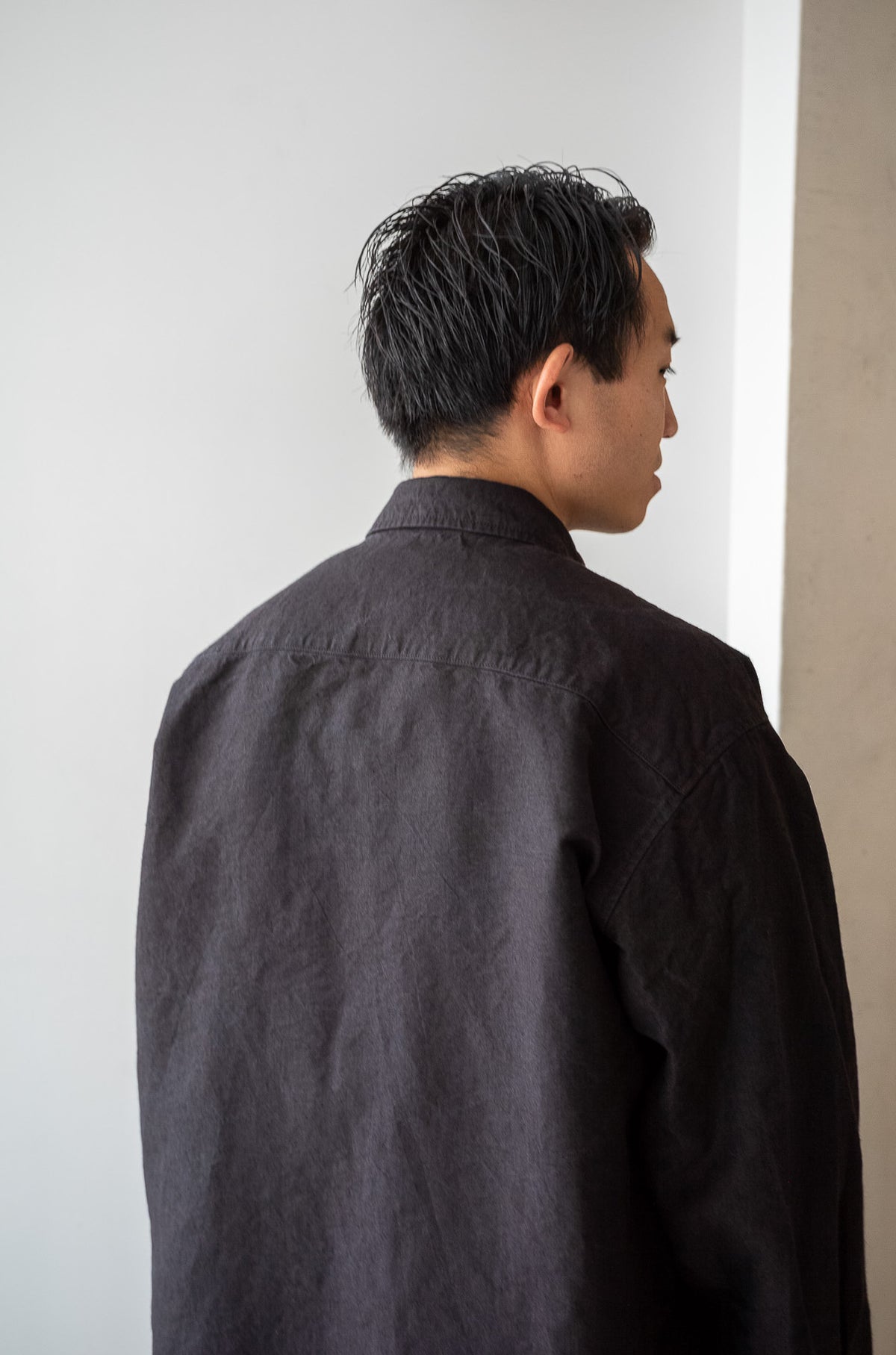 Linen Washi Shirt Blouson 〈BLACK〉