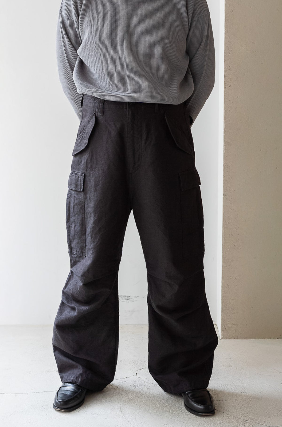 Linen Washi M51 Cargo Pants 〈BLACK〉