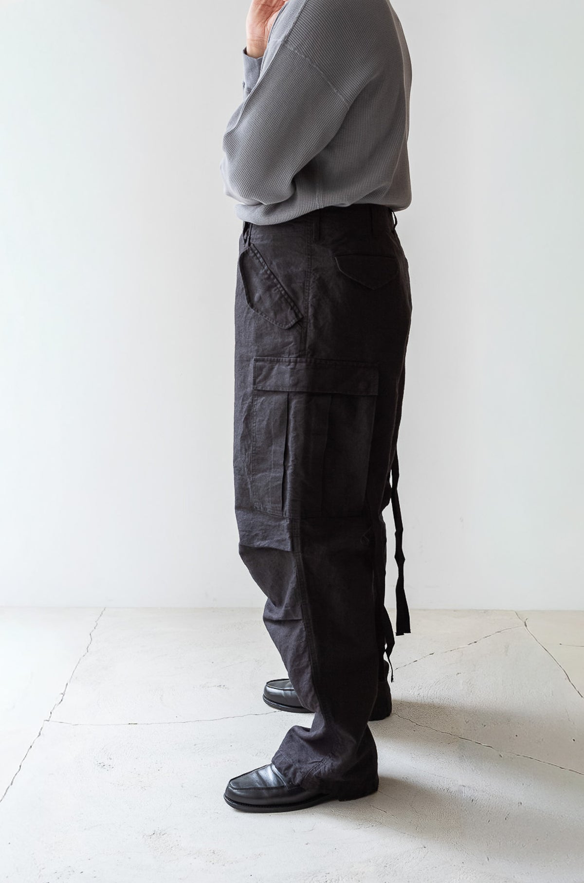 Linen Washi M51 Cargo Pants 〈BLACK〉
