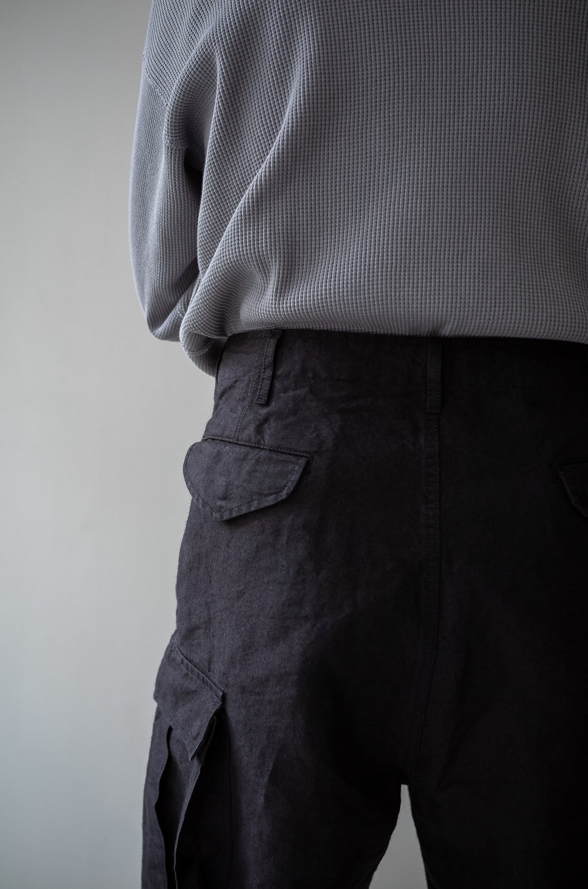 Linen Washi M51 Cargo Pants 〈BLACK〉