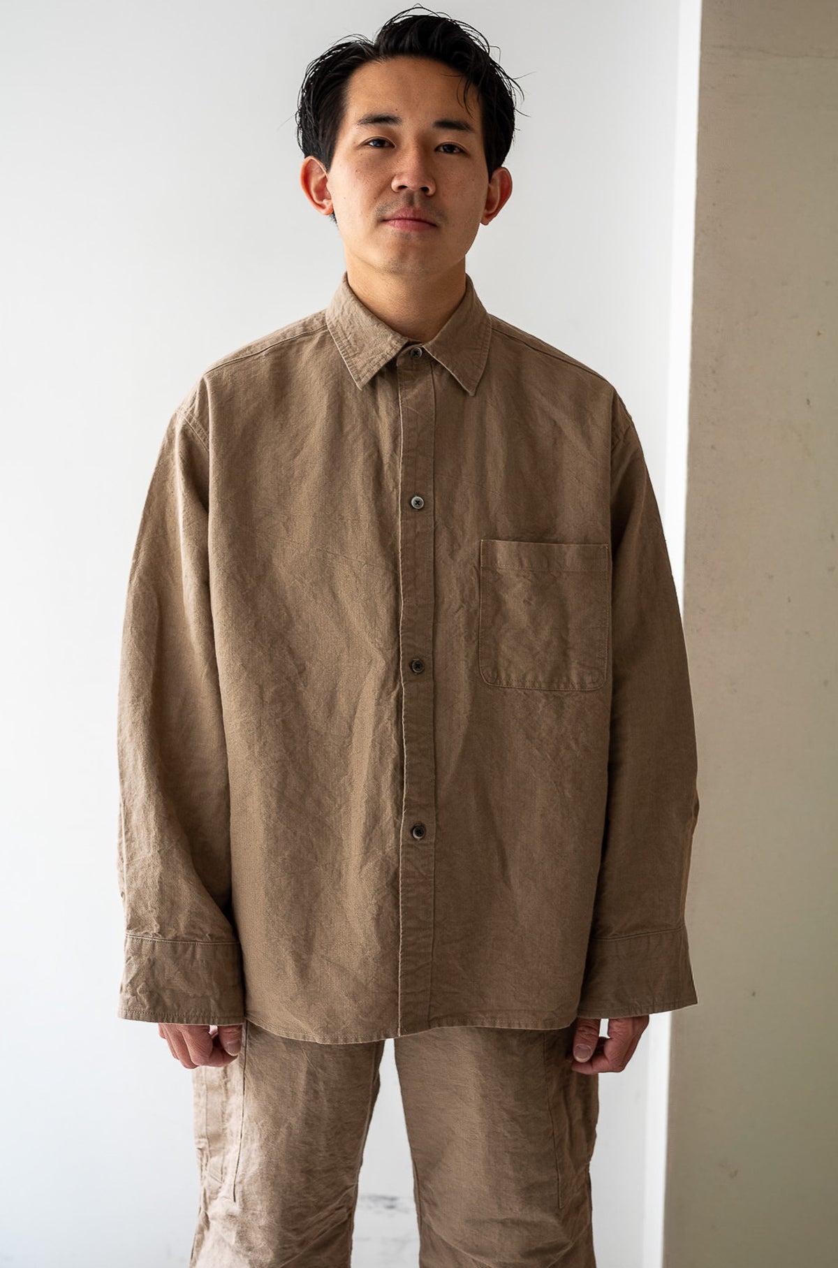 Linen Washi Shirt Blouson 〈TAN〉