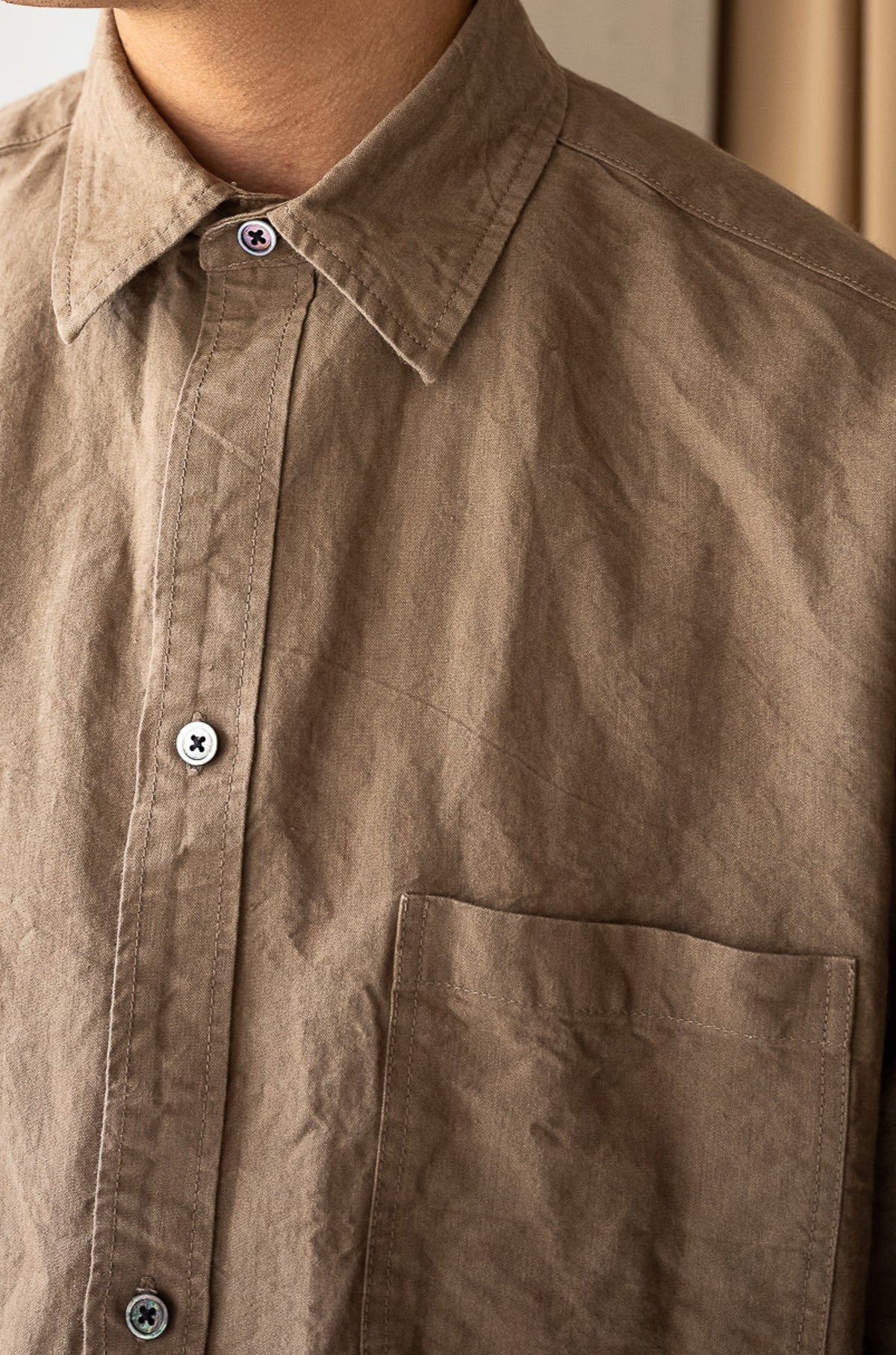 Linen Washi Shirt Blouson 〈TAN〉