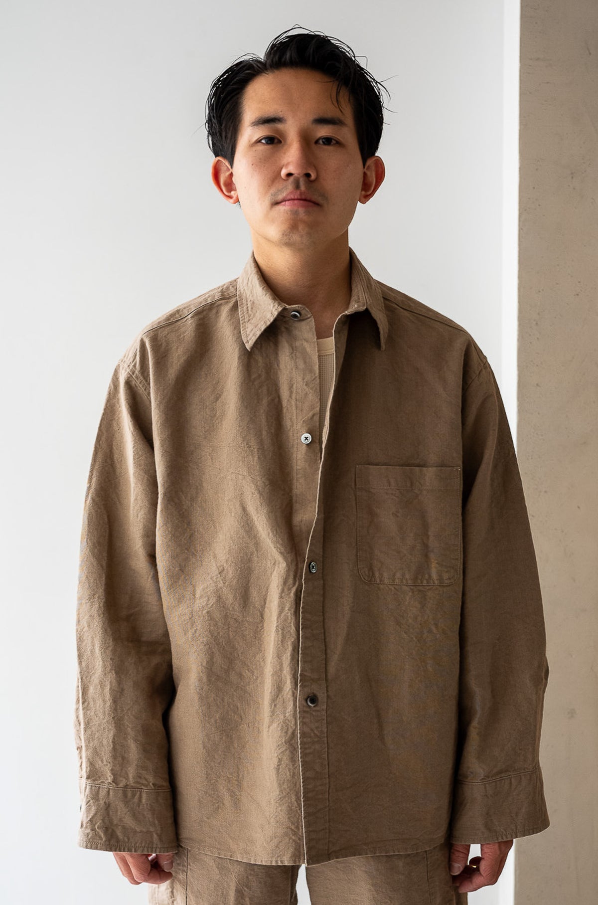 Linen Washi Shirt Blouson 〈TAN〉