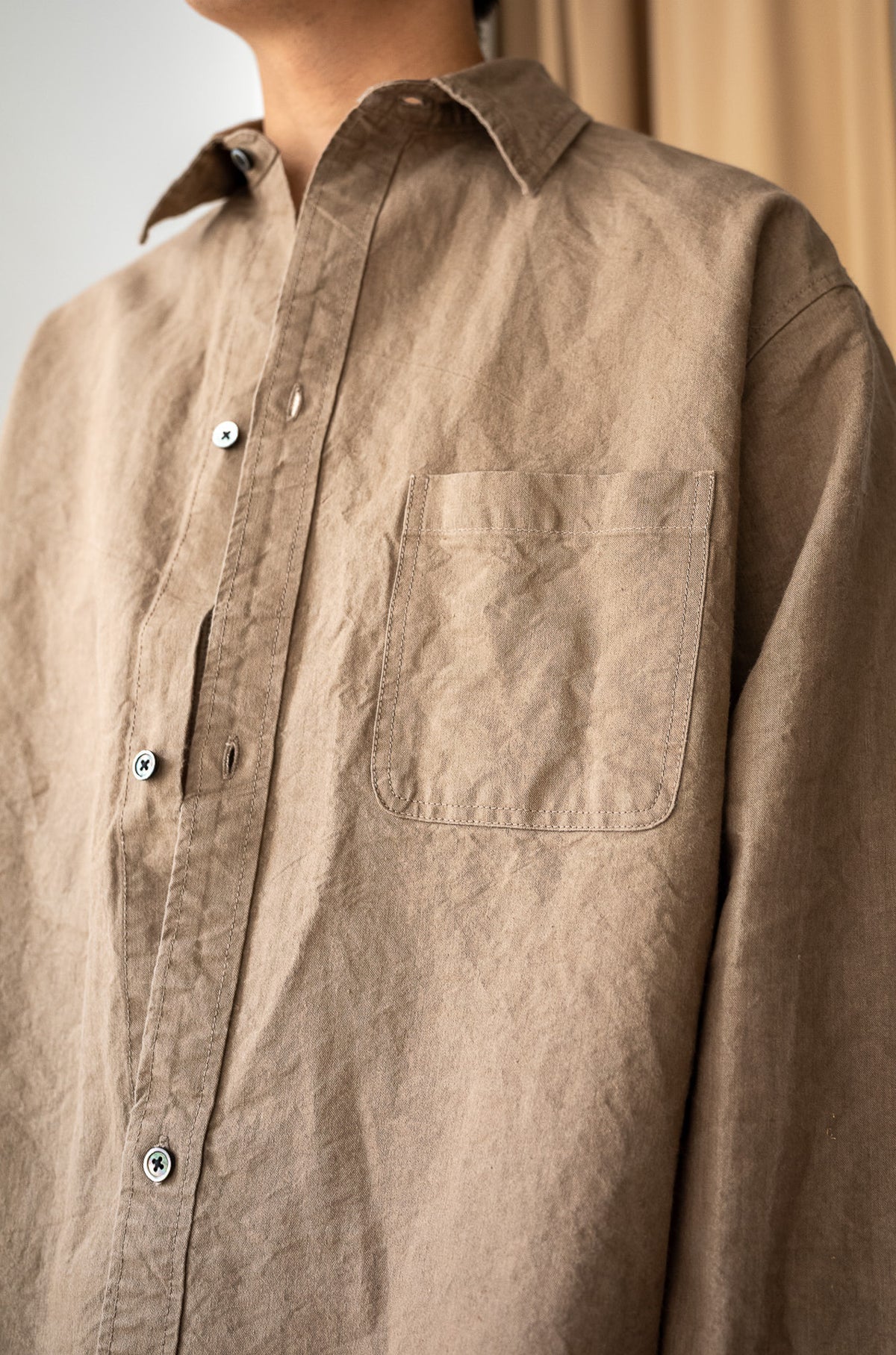 Linen Washi Shirt Blouson 〈TAN〉