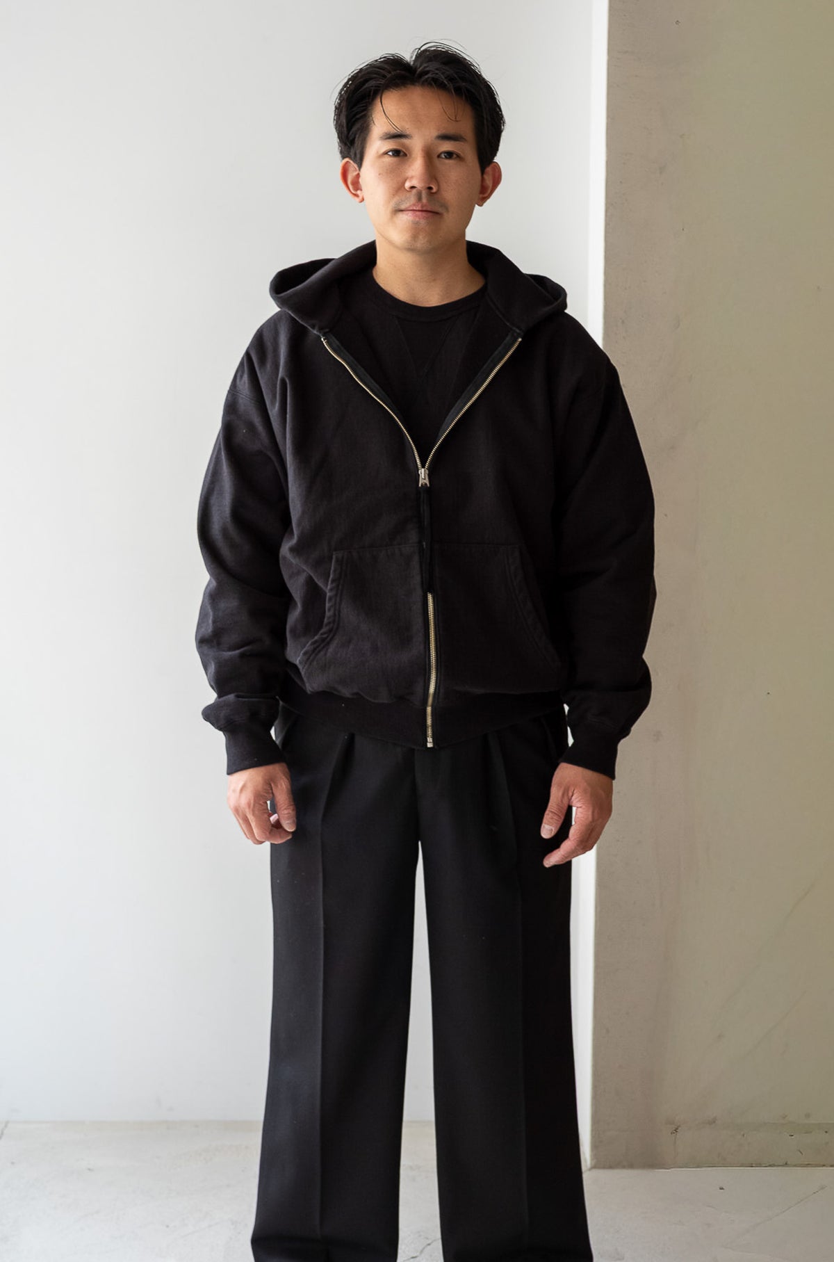 Essential Zip Sweat Parka 〈FADED BLACK〉