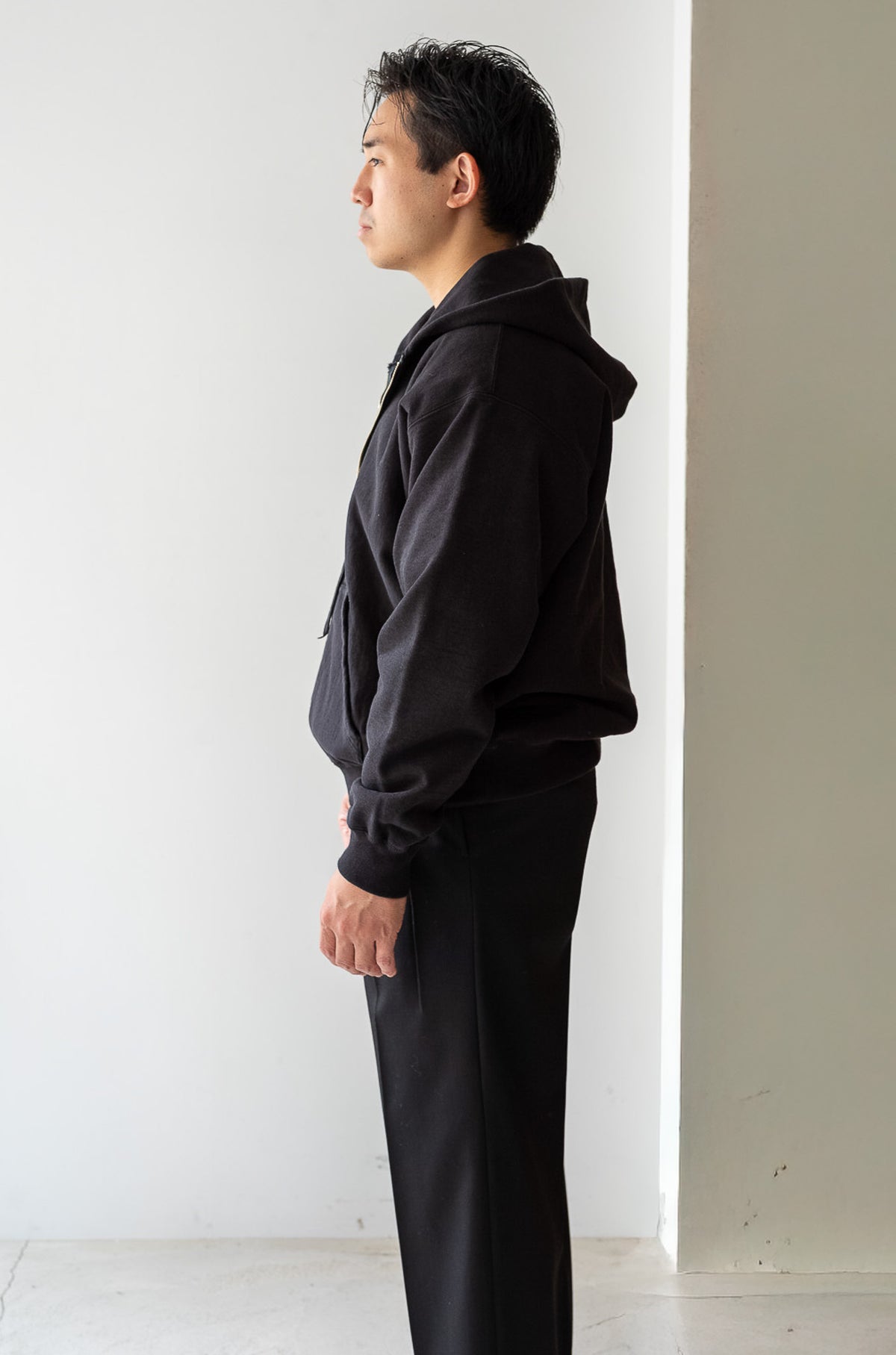 Essential Zip Sweat Parka 〈FADED BLACK〉