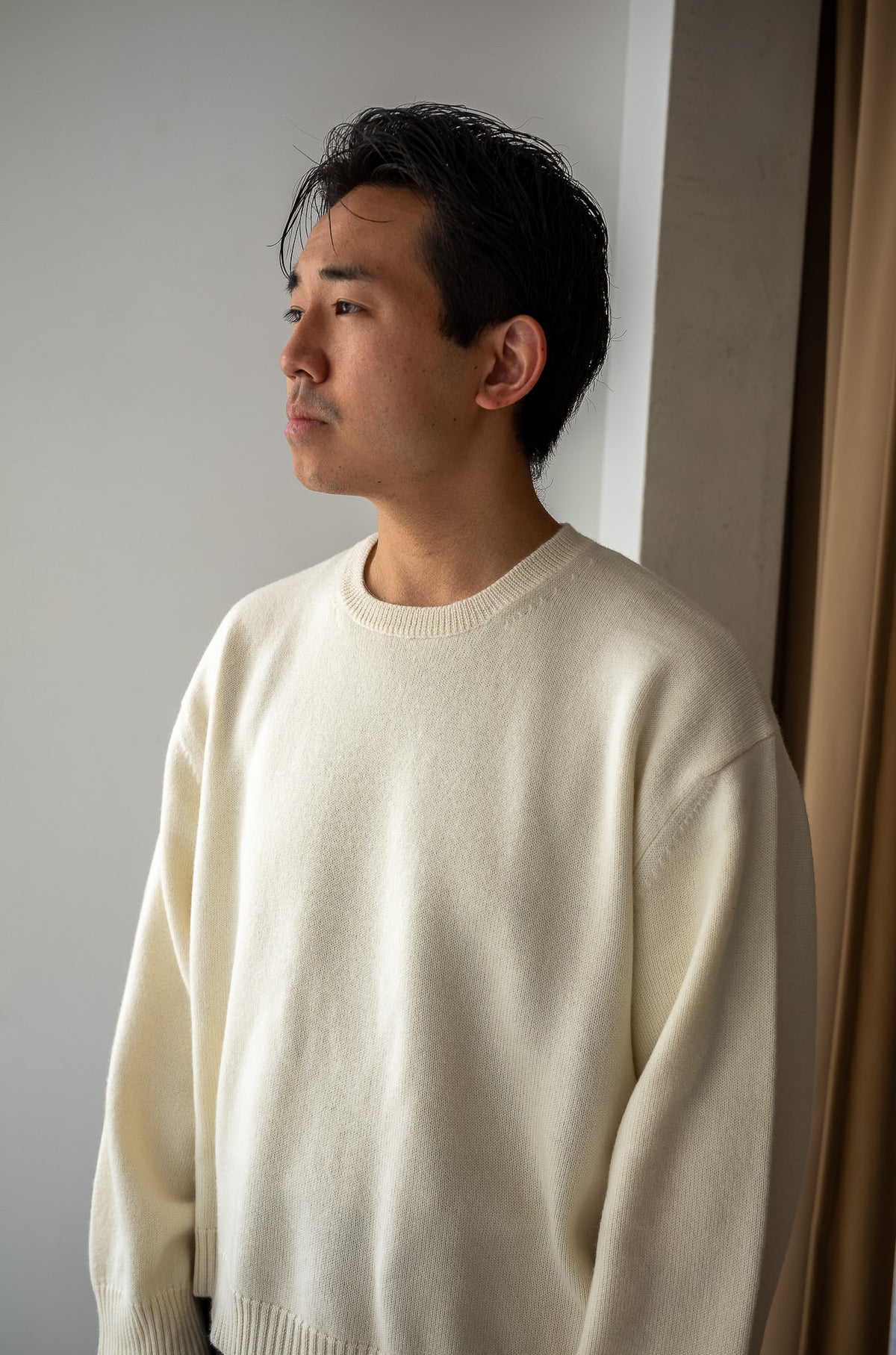 Fine Wool Cashmere Sweater 〈MILK〉