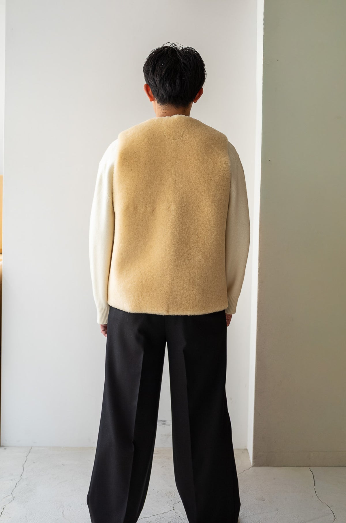 Mouton Vest〔ECRU×OFF WHITE〕