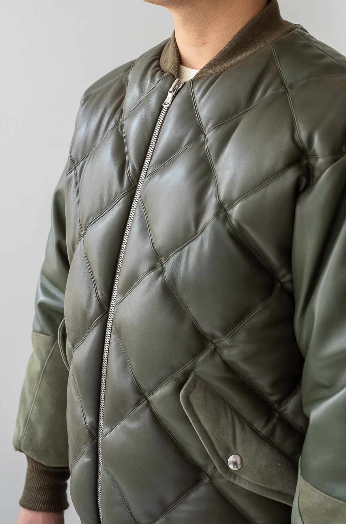 Sheep Skin Quilted Down Jacket〔KHAKI〕