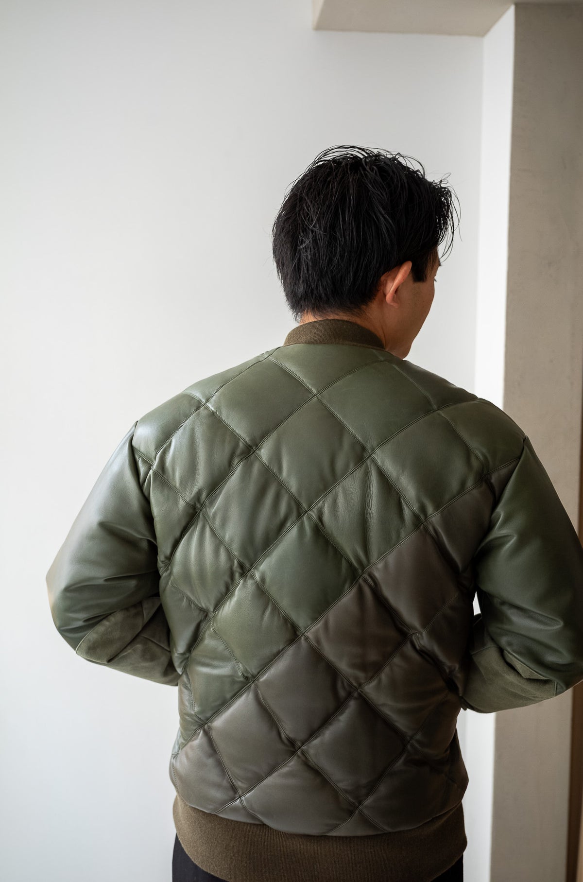 Sheep Skin Quilted Down Jacket〔KHAKI〕