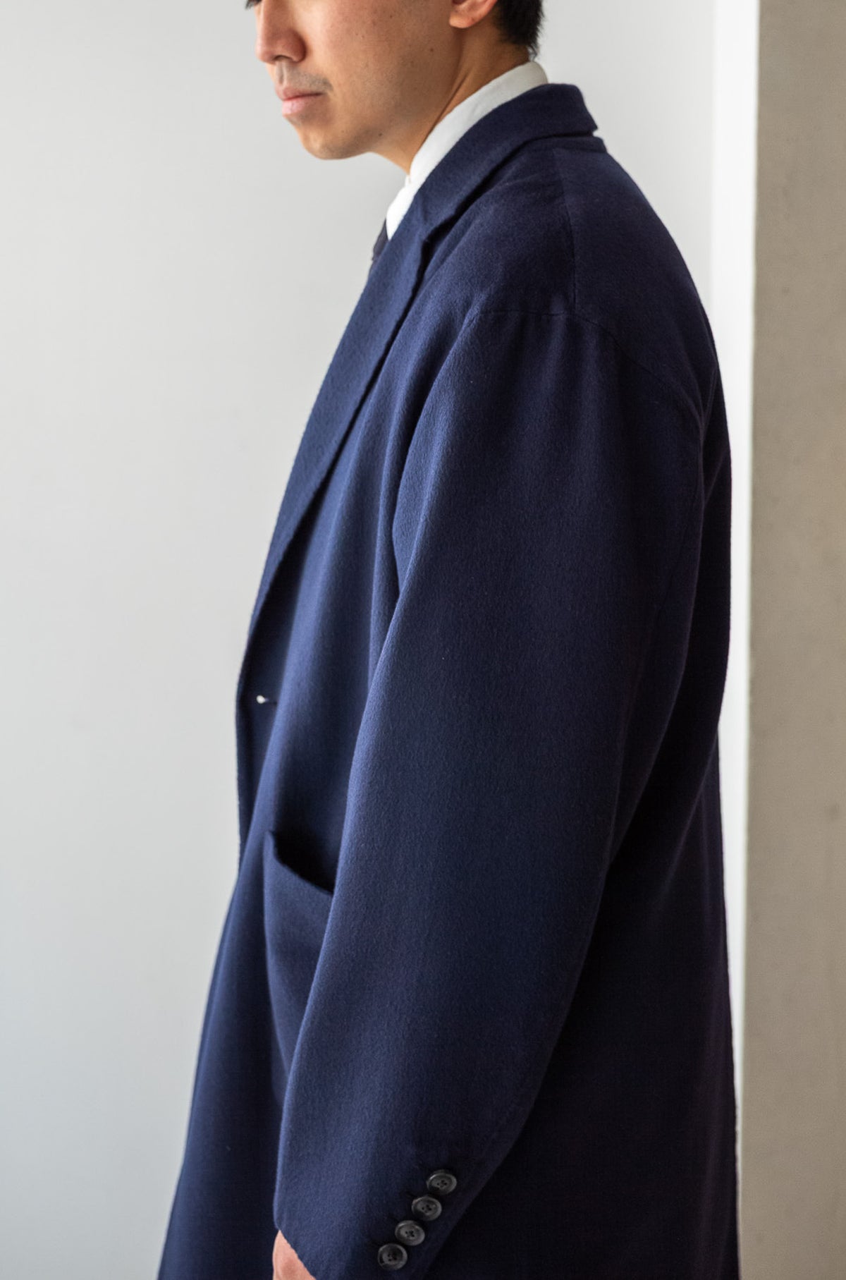 Hand Rever Chesterfield Coat -Alashan Cashmere 〈MID NIGHT〉