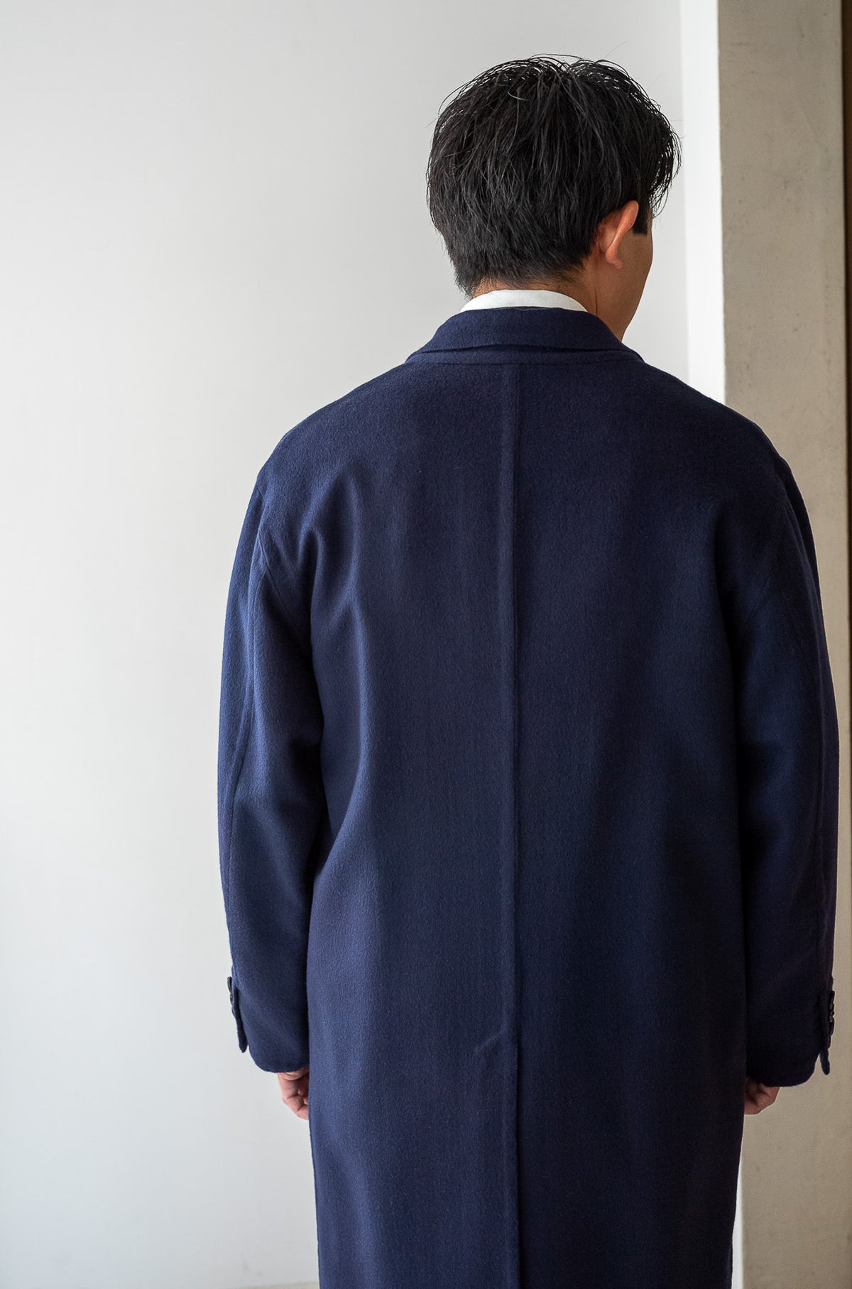 Hand Rever Chesterfield Coat -Alashan Cashmere 〈MID NIGHT〉