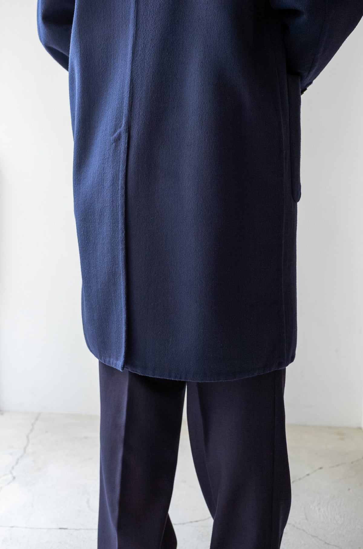 Hand Rever Chesterfield Coat -Alashan Cashmere 〈MID NIGHT〉