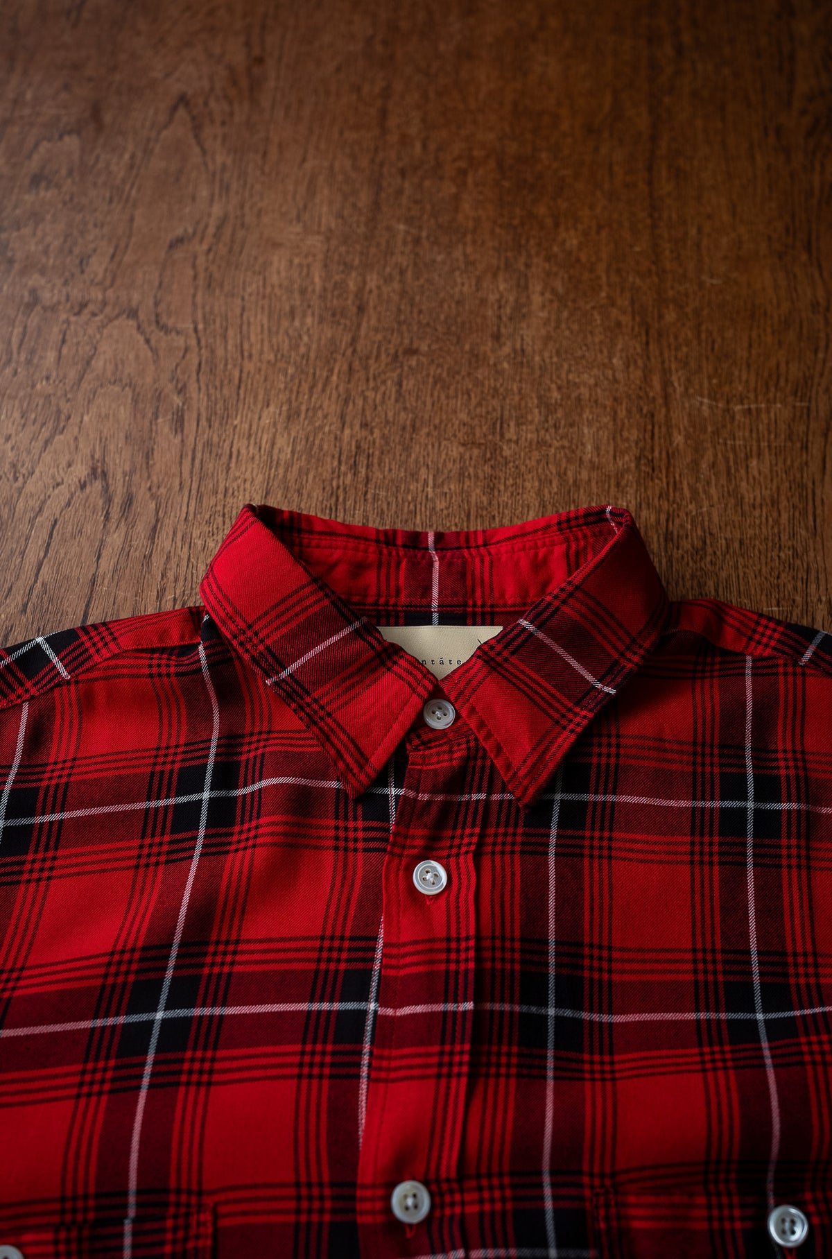 Lazy Luxe Rayon Shirt – Rayon Plaid 〈RED × BLACK〉