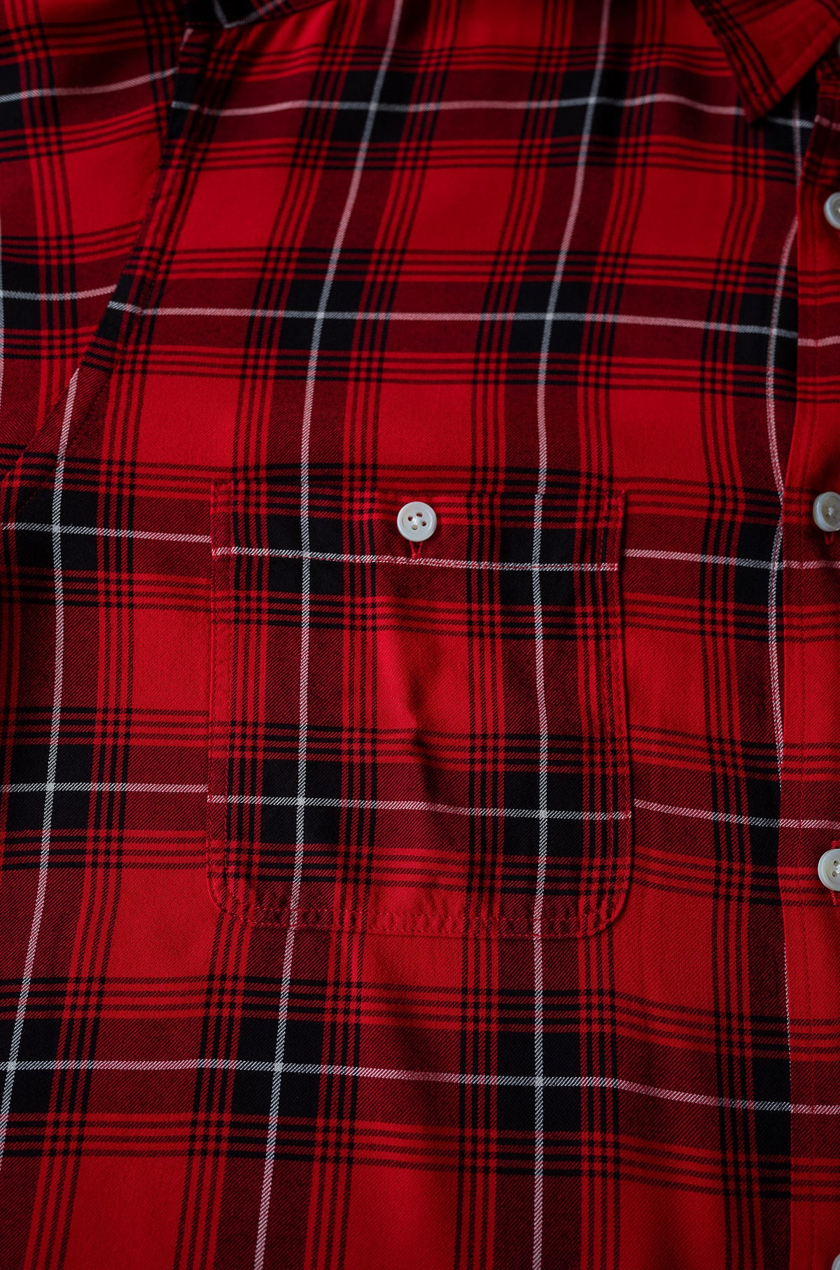 Lazy Luxe Rayon Shirt – Rayon Plaid 〈RED × BLACK〉