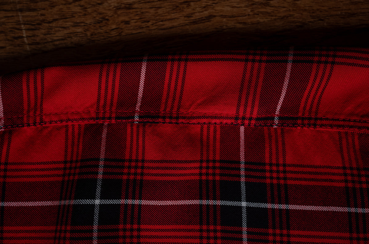 Lazy Luxe Rayon Shirt – Rayon Plaid 〈RED × BLACK〉