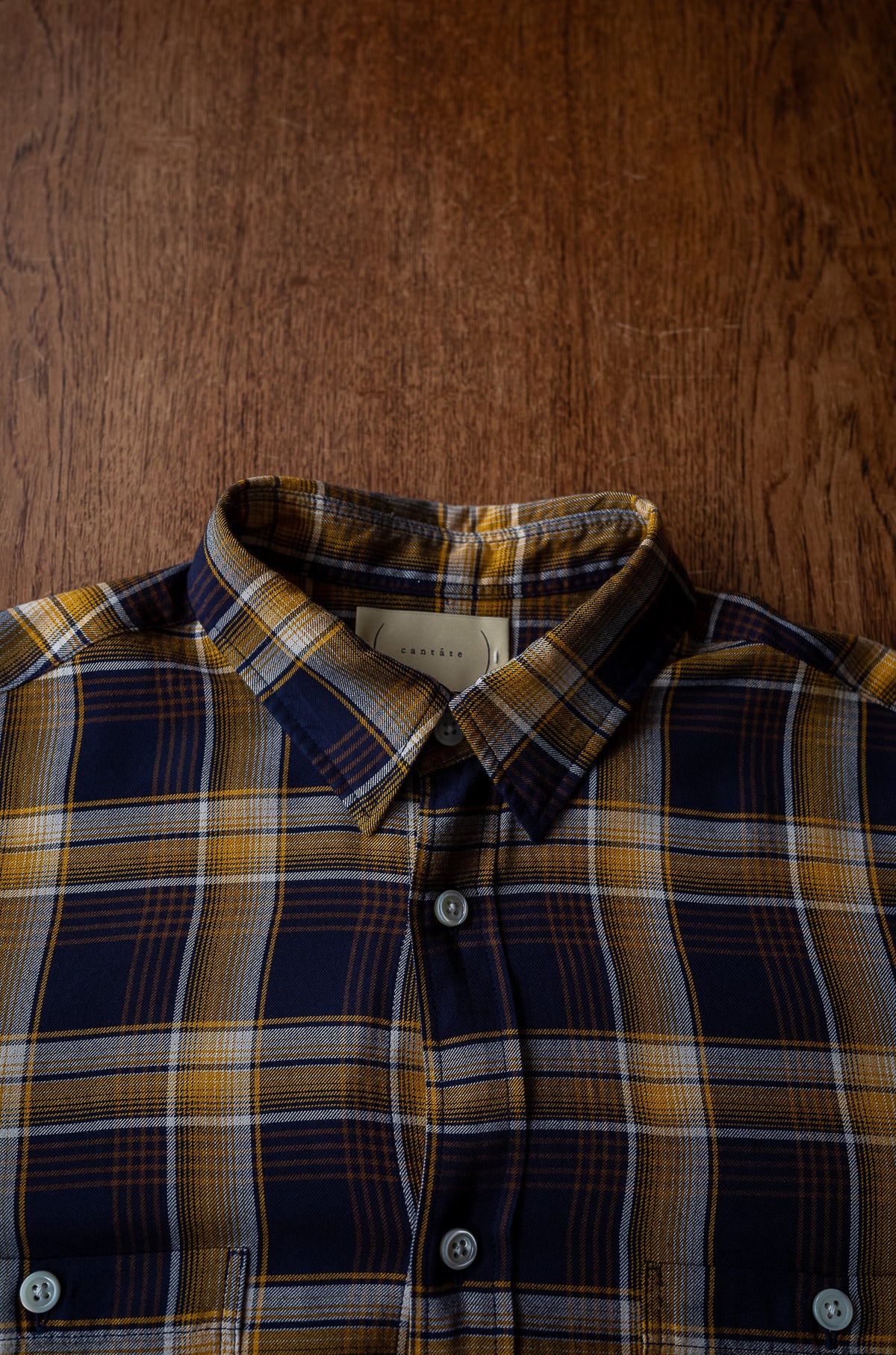 Lazy Luxe Rayon Shirt – Rayon Plaid 〈NAVY × YELLOW〉