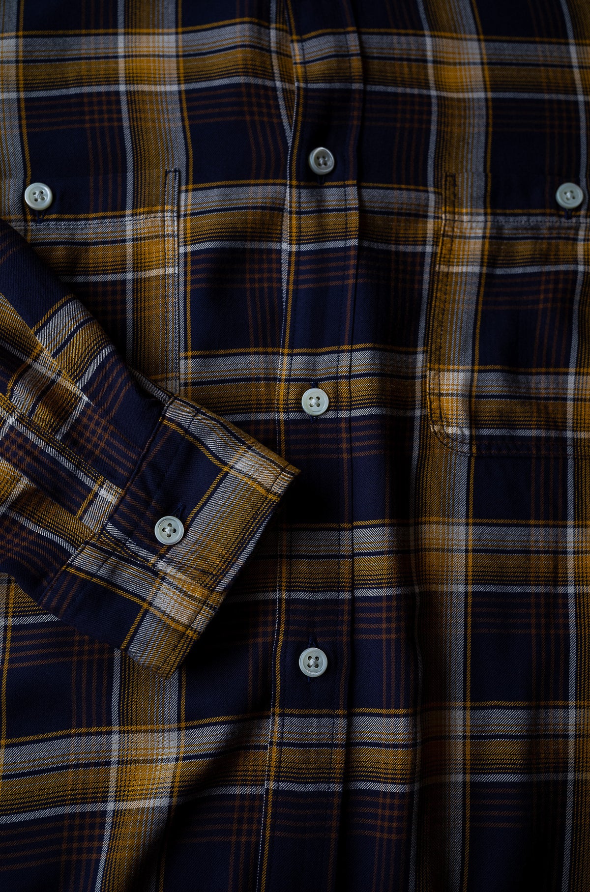 Lazy Luxe Rayon Shirt – Rayon Plaid 〈NAVY × YELLOW〉