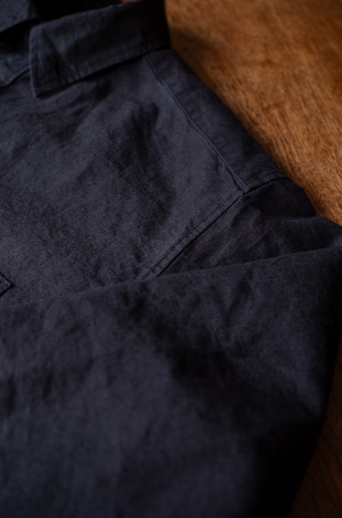 Linen Washi Shirt Blouson 〈BLACK〉