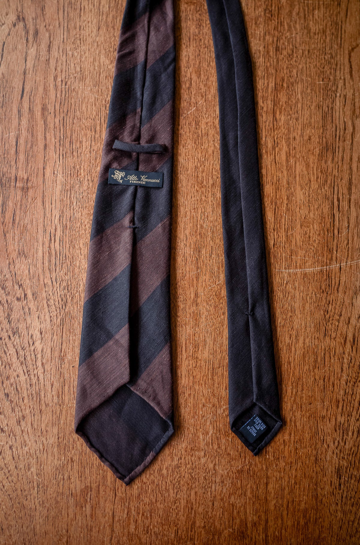 Double-Face Regimental Tie 〈BLACK × BROWN〉