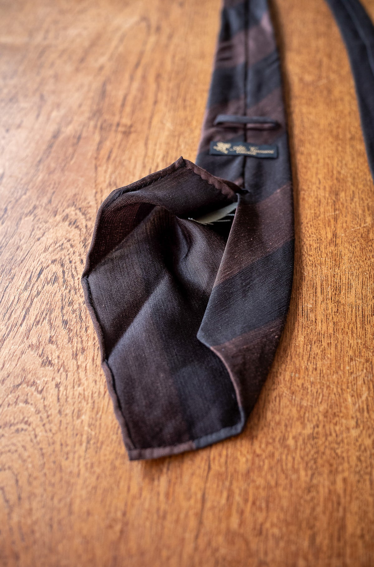 Double-Face Regimental Tie 〈BLACK × BROWN〉