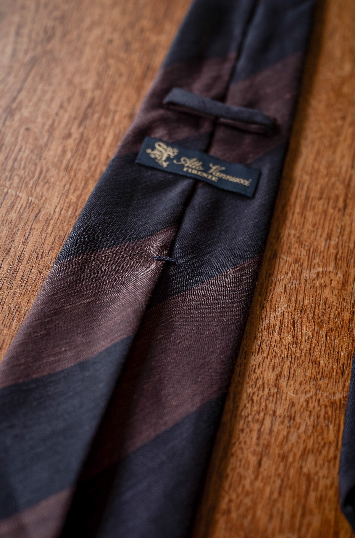 Double-Face Regimental Tie 〈BLACK × BROWN〉