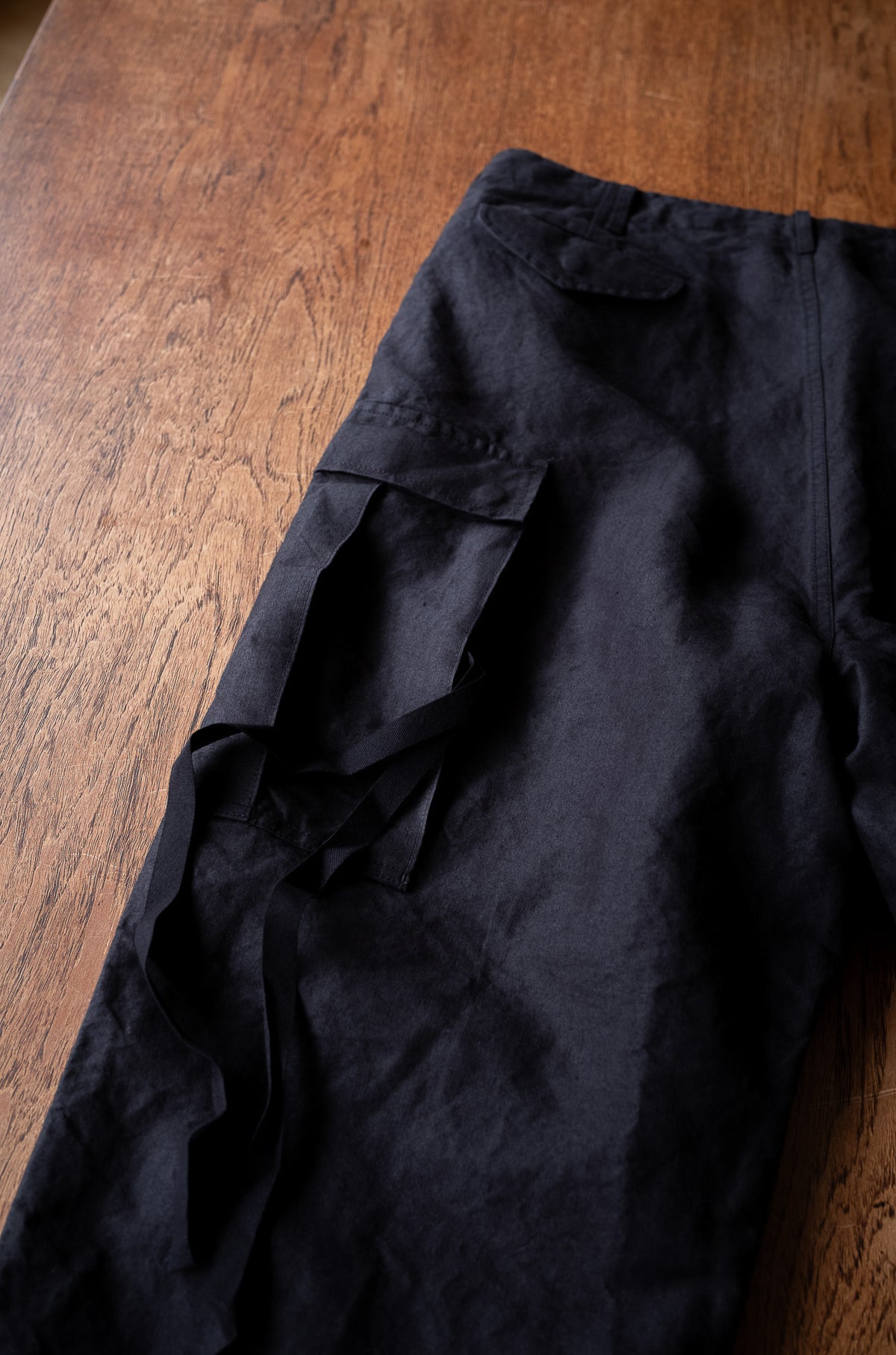 Linen Washi M51 Cargo Pants 〈BLACK〉