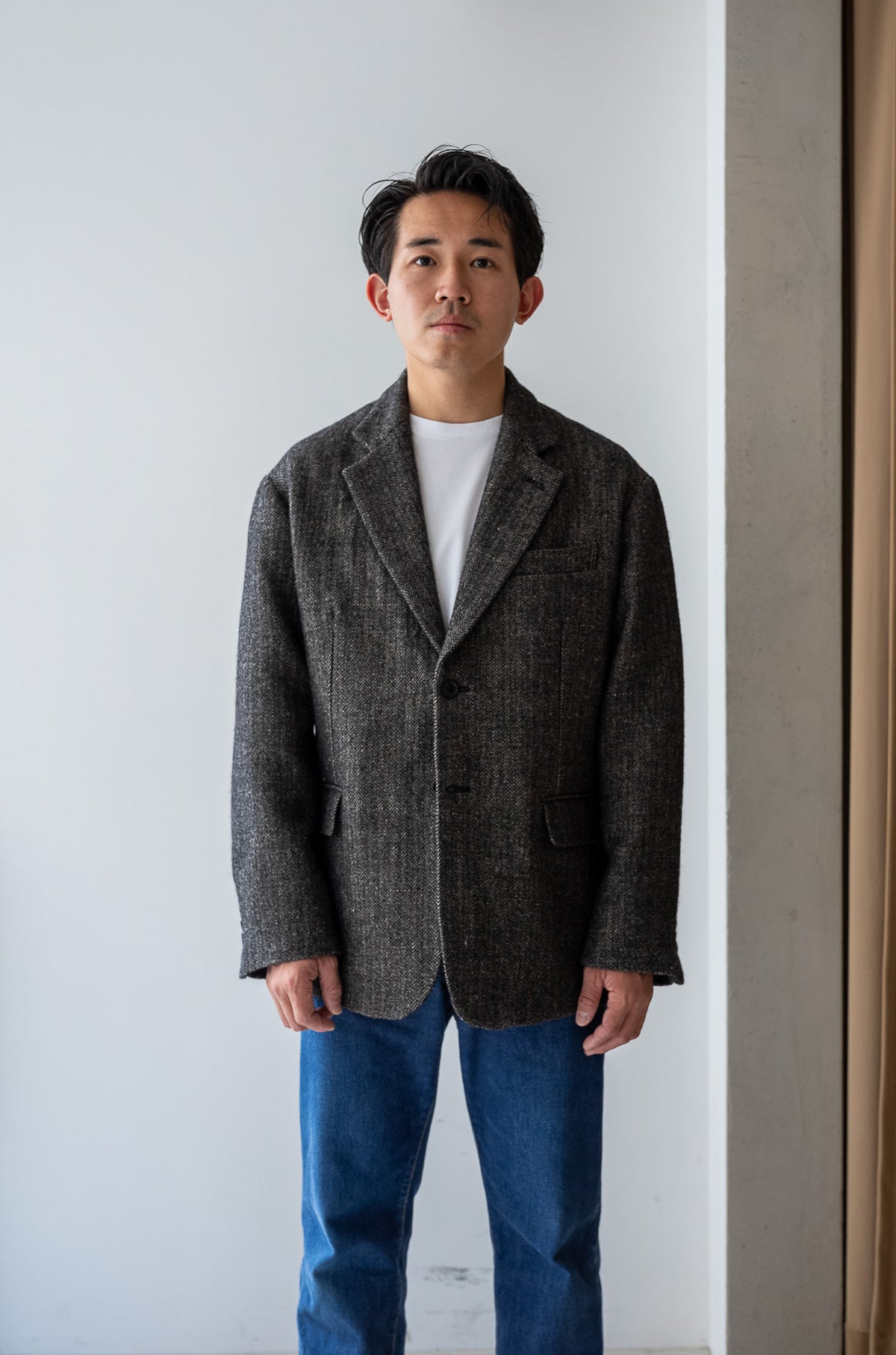 WOOL LINEN UTILITY JACKET 〔BLACK〕