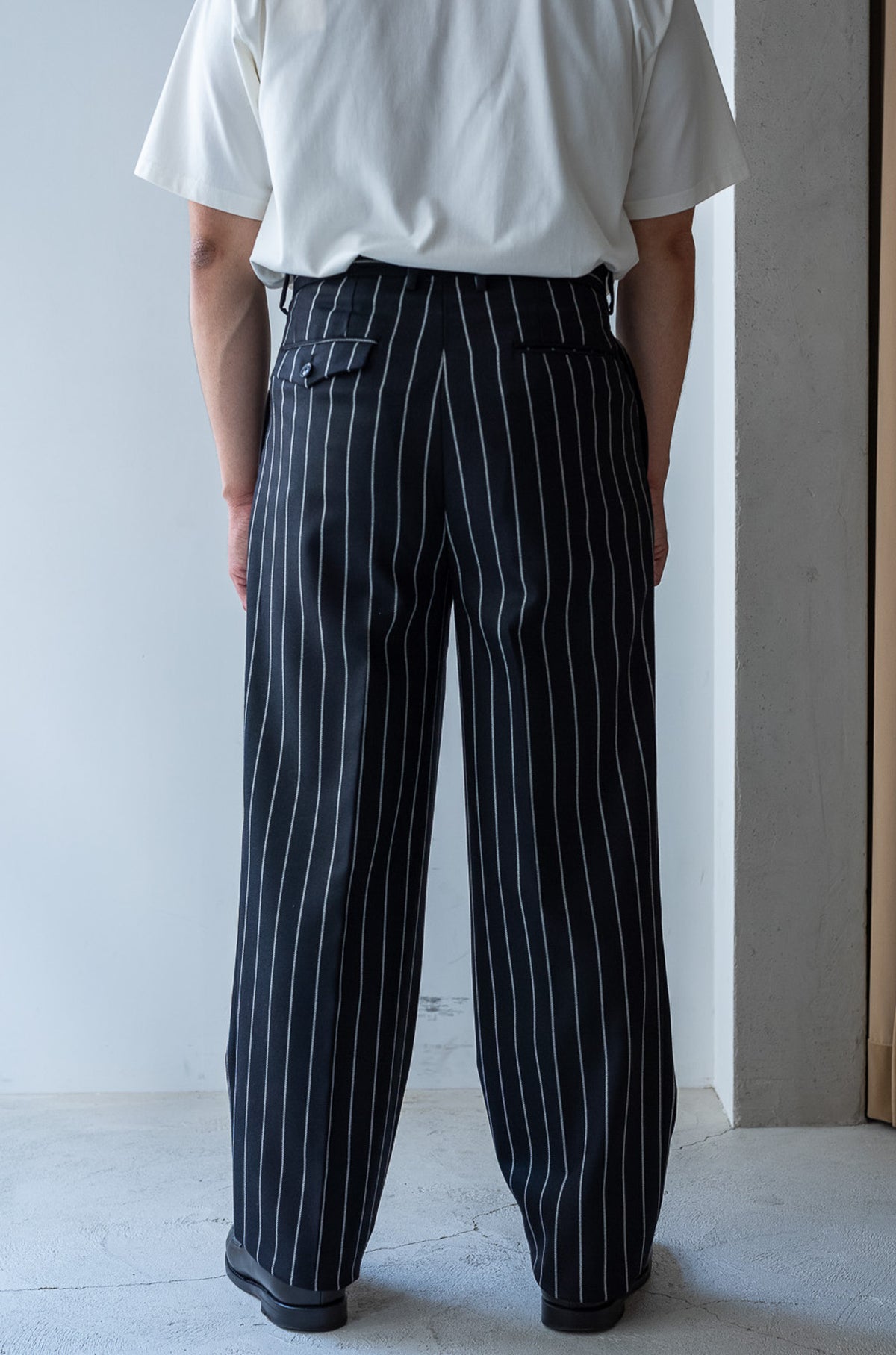 Fine Garbadine French Trousers 〈BLACK × OFF WHITE〉