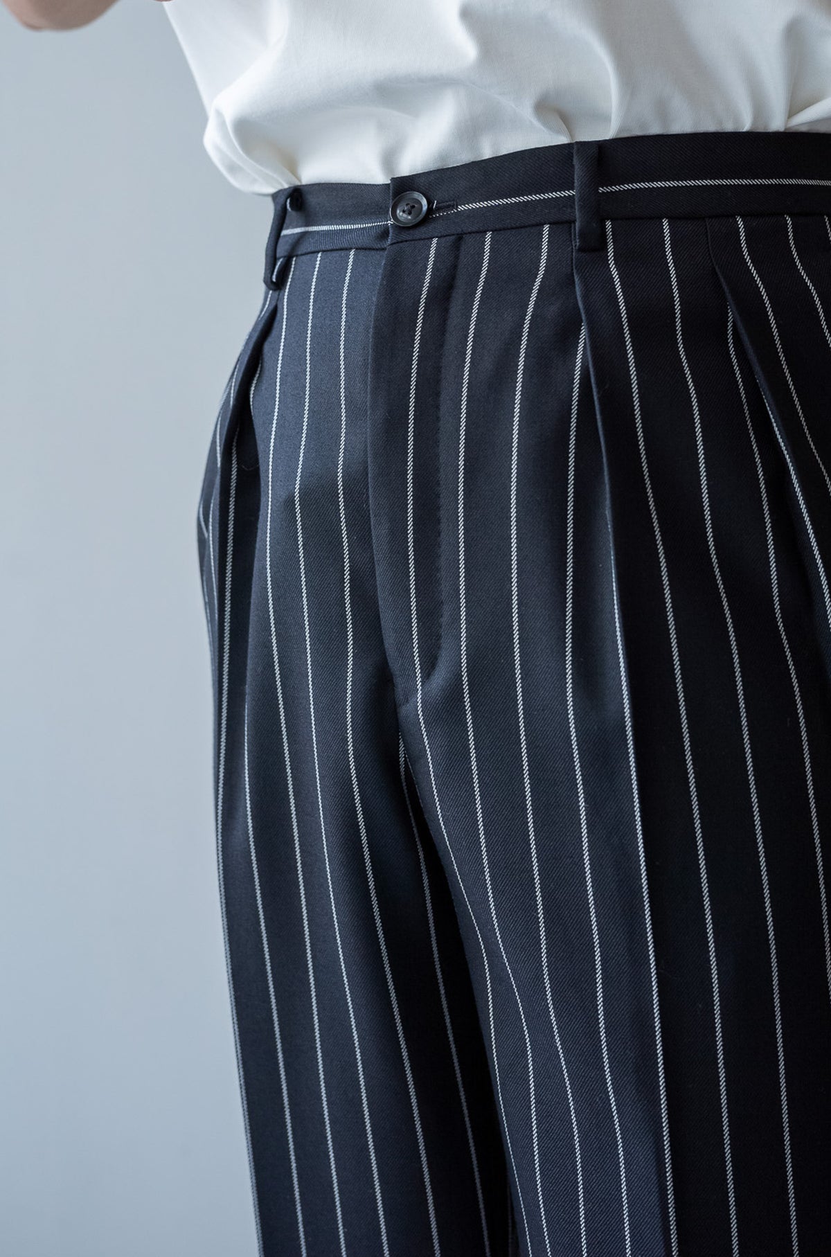 Fine Garbadine French Trousers 〈BLACK × OFF WHITE〉