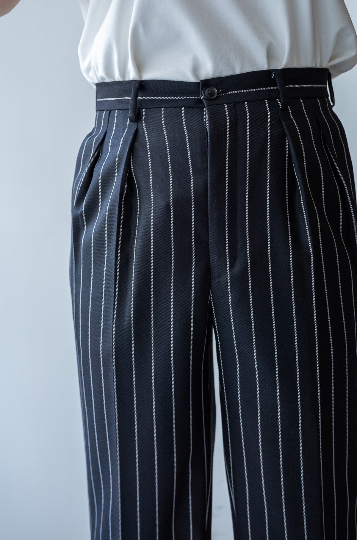 Fine Garbadine French Trousers 〈BLACK × OFF WHITE〉