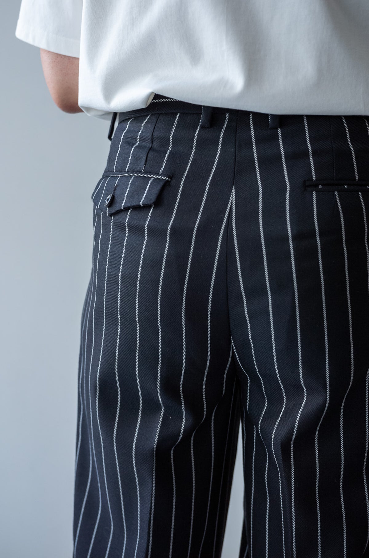 Fine Garbadine French Trousers 〈BLACK × OFF WHITE〉