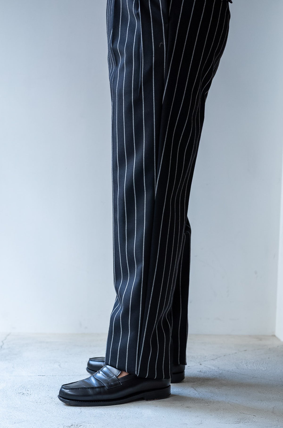 Fine Garbadine French Trousers 〈BLACK × OFF WHITE〉