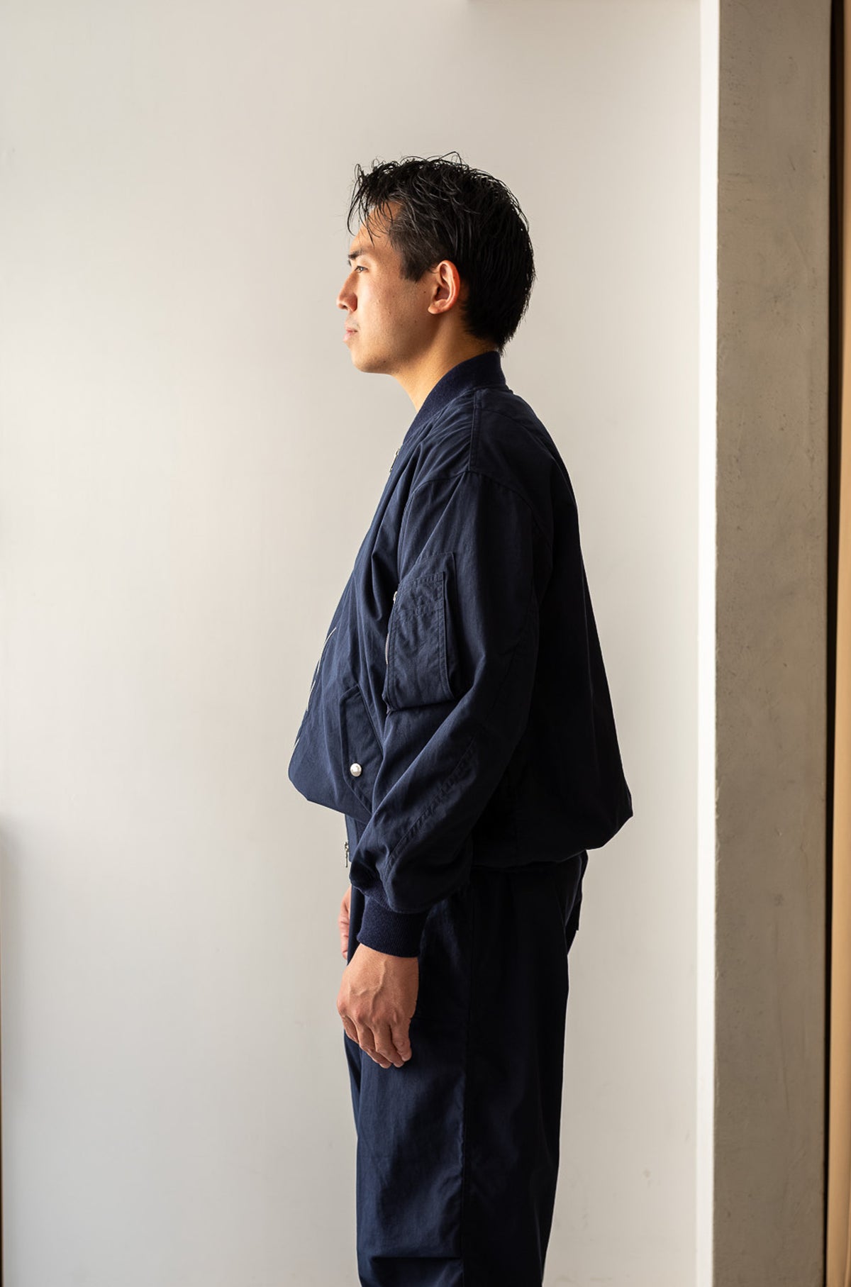 Shrunken Nylon Flight Jacket 〔NAVY〉