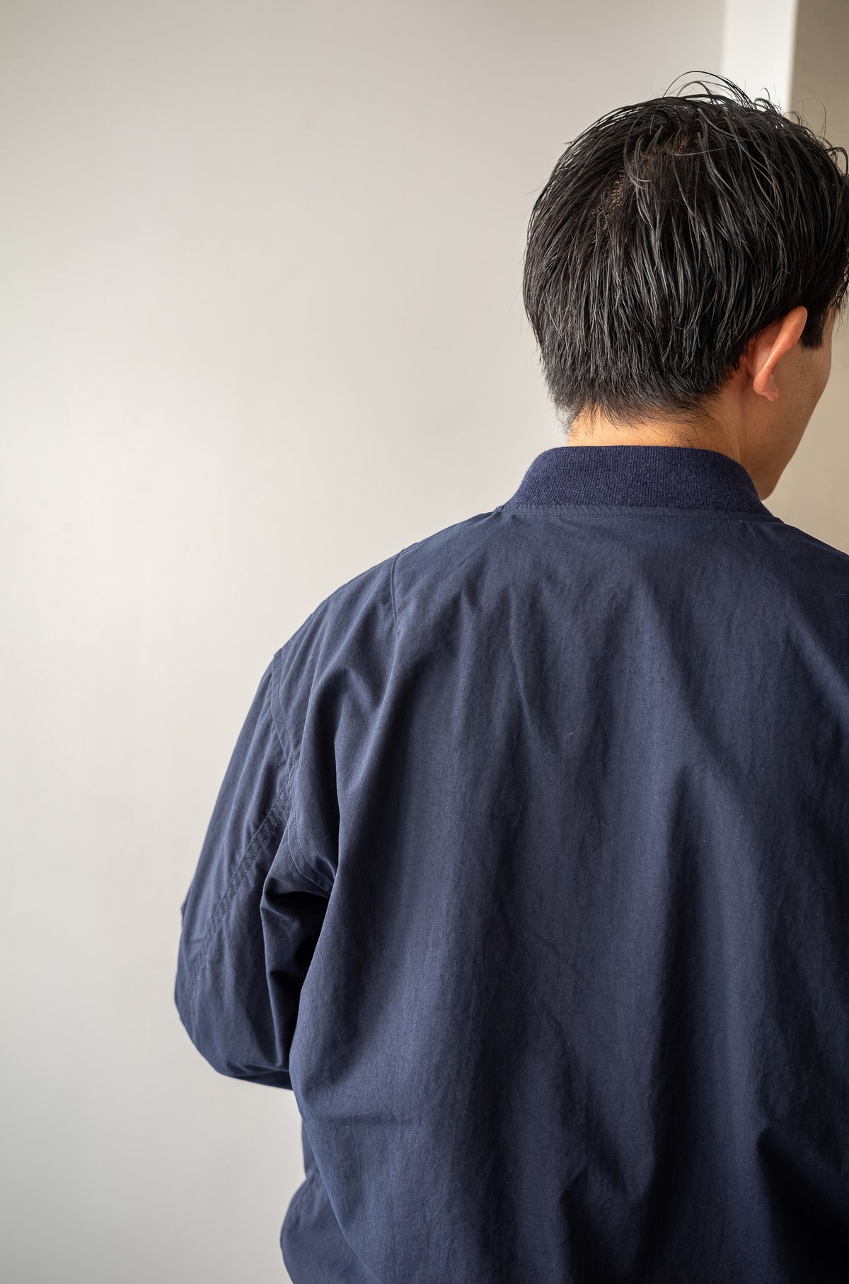 Shrunken Nylon Flight Jacket 〔NAVY〉
