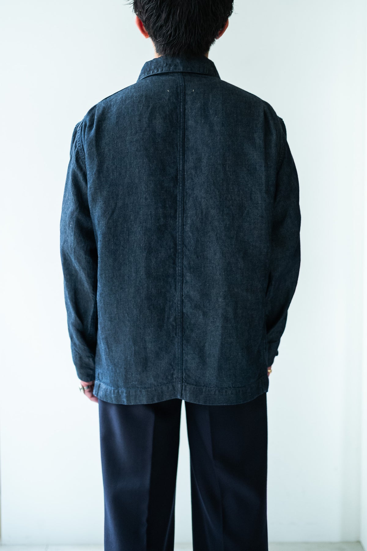 Washed Linen Denim Chore Blouson 〈INDIGO〉