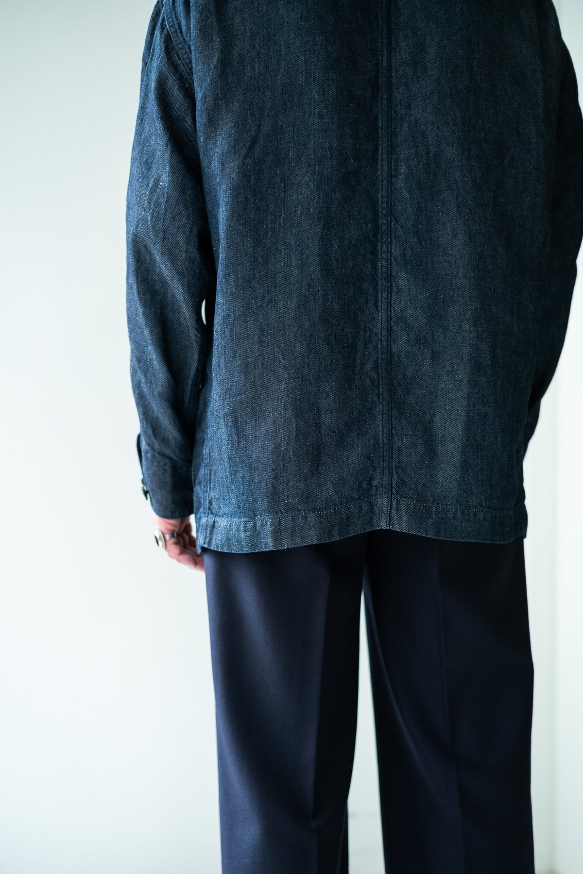 Washed Linen Denim Chore Blouson 〈INDIGO〉